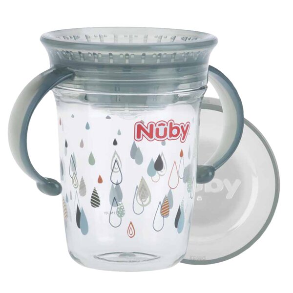 Nûby 6 M 360° Wonder Cup -muki kahvoilla, harmaa, 240 ml