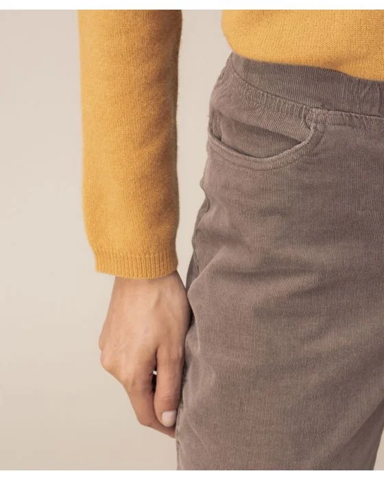 Pantalon velours à ceinture élastiquée