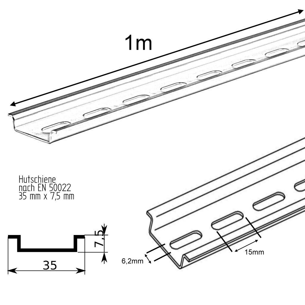 ADAKAT Glattblech 4er PACK I DIN-Tragschiene TS35 I 1m, Stahl verzinkt, 1000.00x35.00x1.00 mm