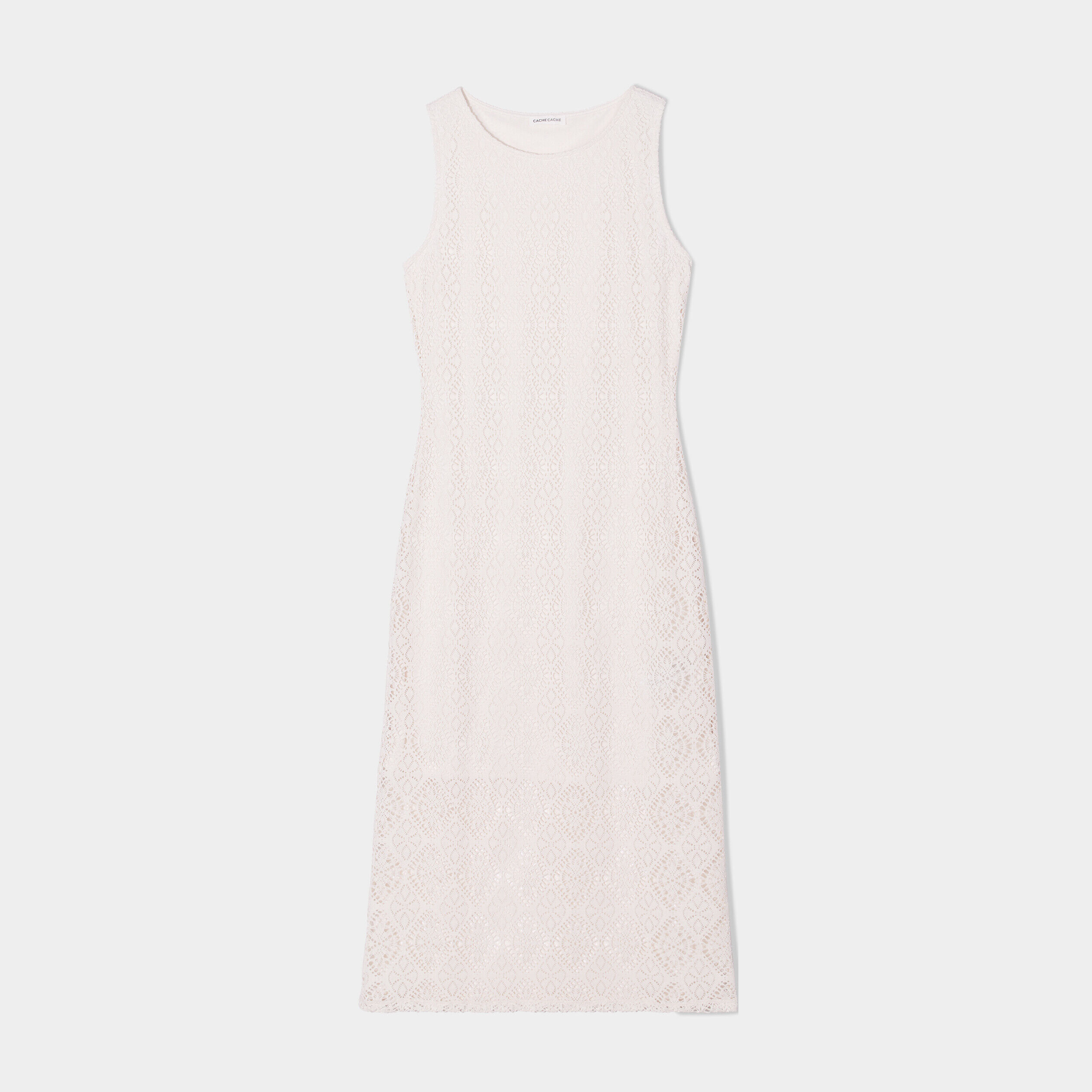 Robe midi moulante dentelle ecru femme | Cache Cache