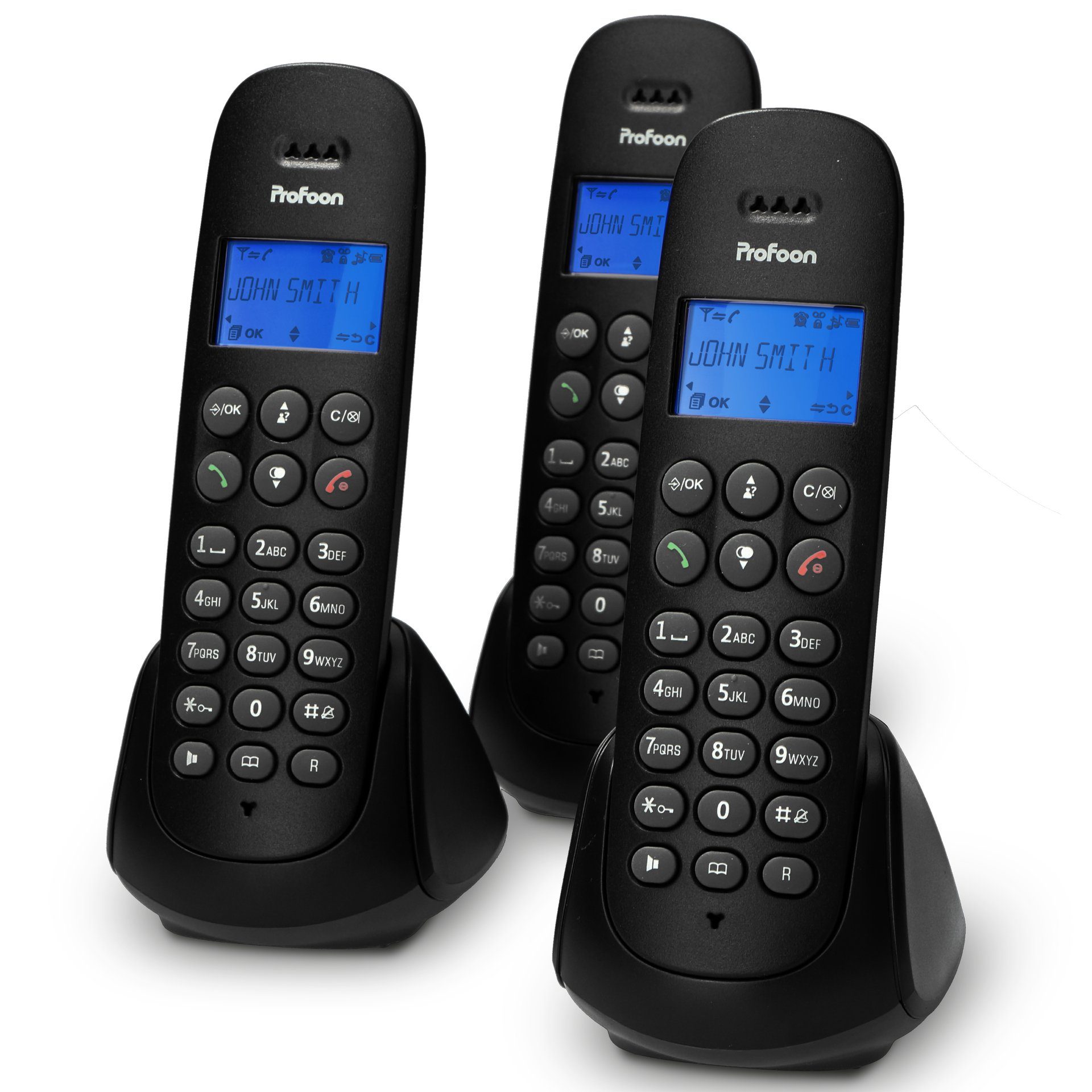 Profoon PDX-300 TRIPLE Schnurloses DECT-Telefon (Mobilteile: 3, mit 3 DECT-Mobilteilen)