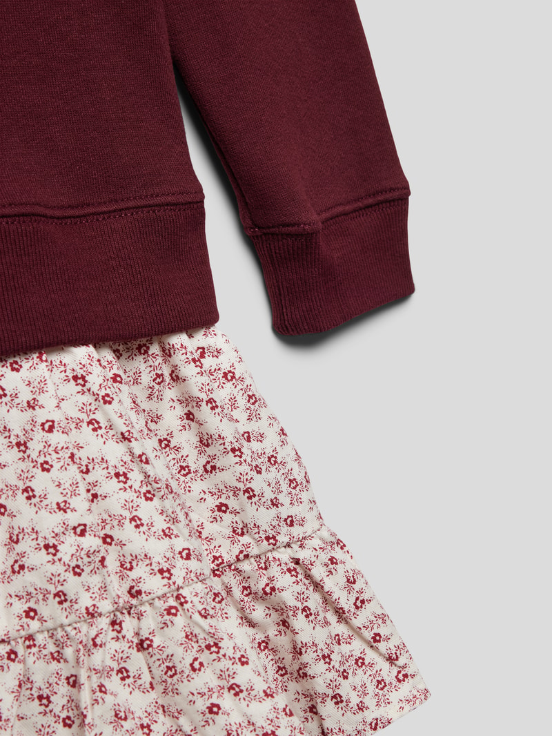 Minikleid mit Two-Tone-Machart in bordeaux rot
