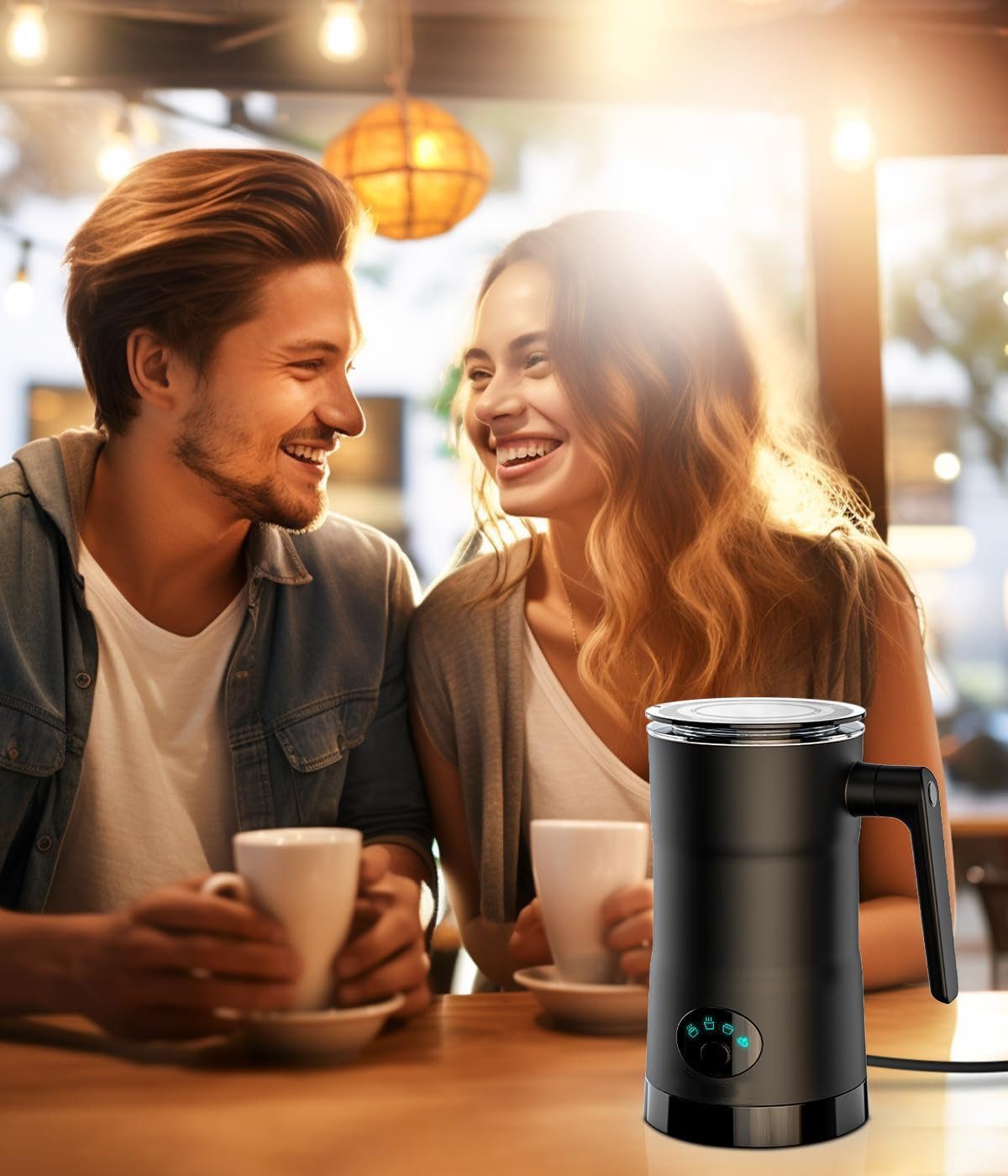 YUHRO Milchaufschäumer Elektrischer Milchaufschäumer, 4-in-1, erhitzt Milch, bietet Schaum., Antihaftbeschichtung, automatisch, für Milch, Kaffee, Schokolade.