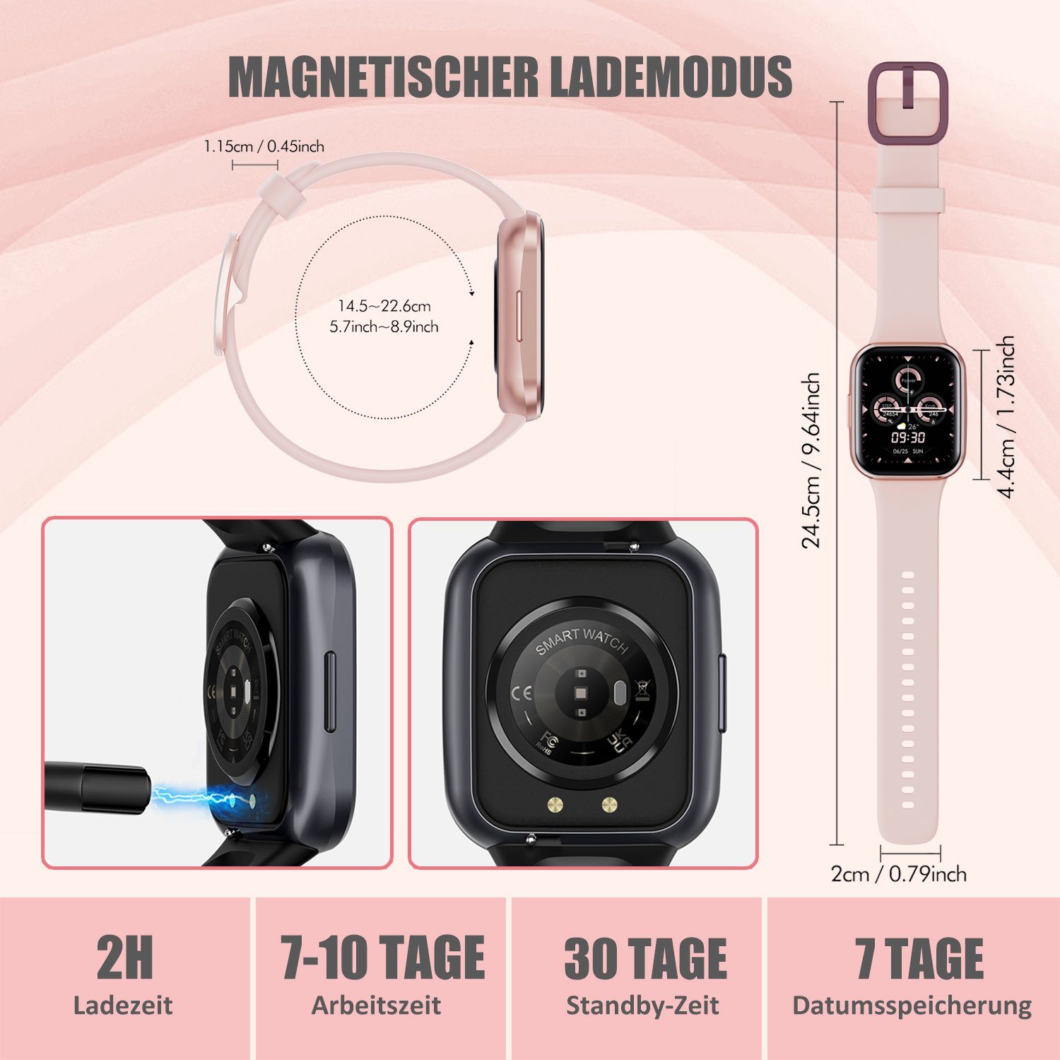Mutoy Smartwatch, Smartwatch Damen Herren Fitness Tracker Uhr Smartwatch (1.69