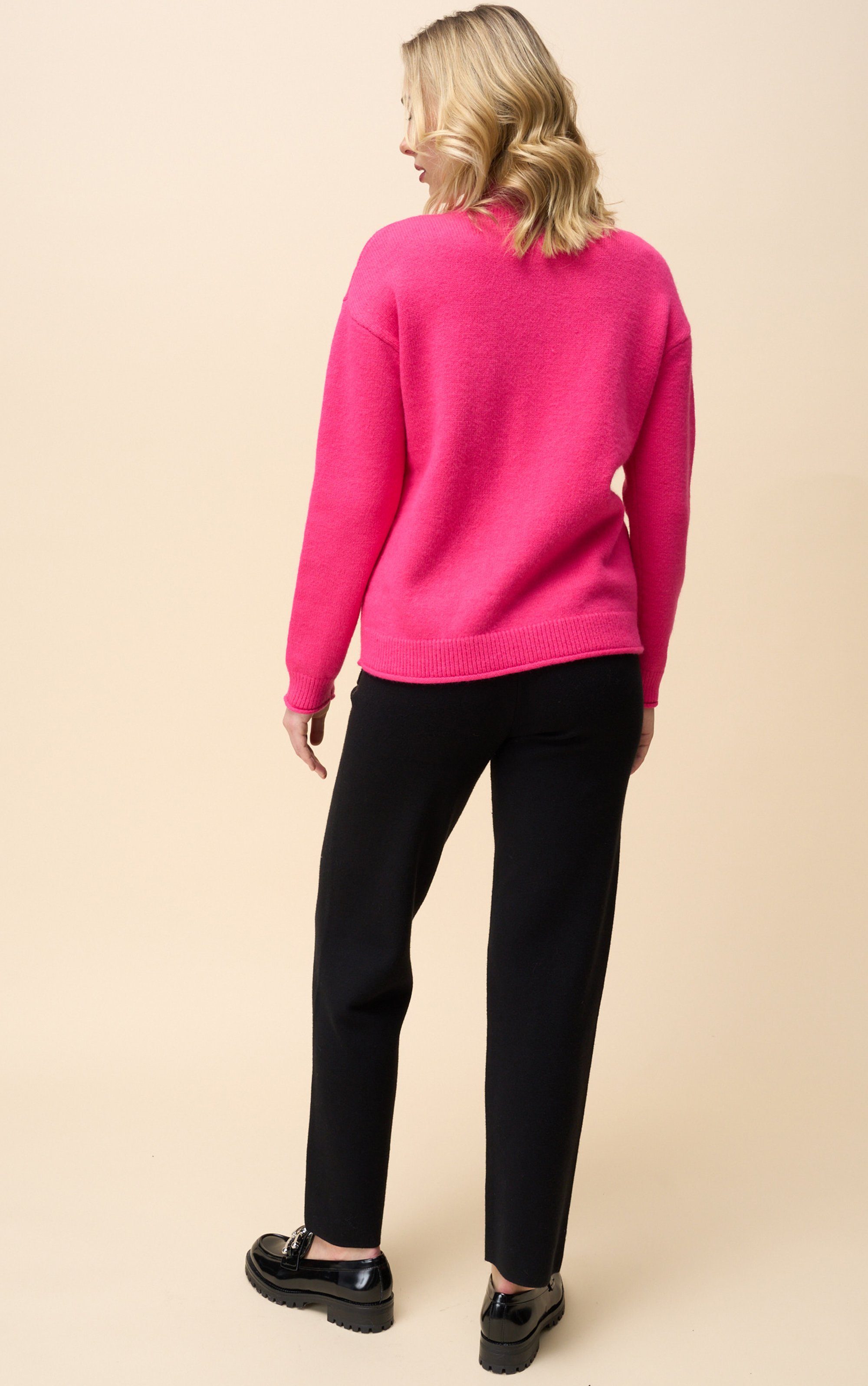 Passioni Strickpullover Stylischer kuscheliger Pullover pink in Zopfmuster