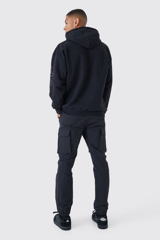 Slim-Fit Nylon Cargohose in Knitteroptik mit elastischem Bund