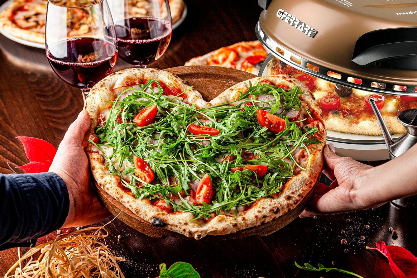 G3Ferrari Pizzaofen Delizia G1000608 kupfer, bis 400 Grad mit feuerfestem Naturstein