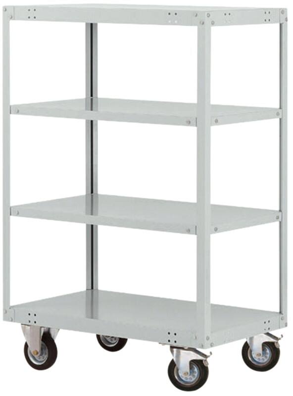 Manuflex Mobil Etagenwagen TRANSOMOBIL 4 Fachböden Lichtgrau 700 x 1.000 x 1.545 mm