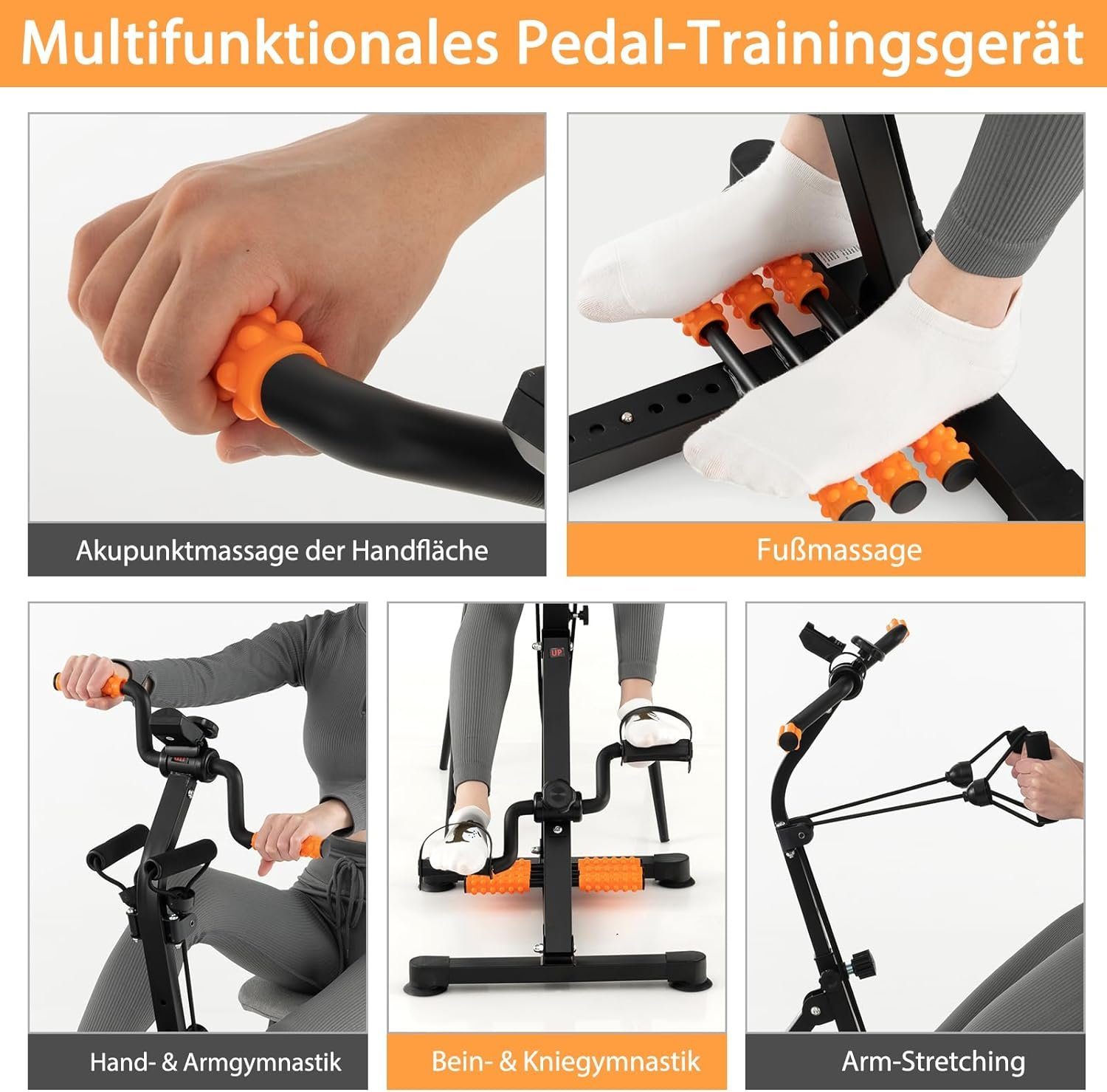 KOMFOTTEU Heimtrainer Pedaltrainer Senioren, mit LCD Display, 45 x 43-53 x 87-100 cm