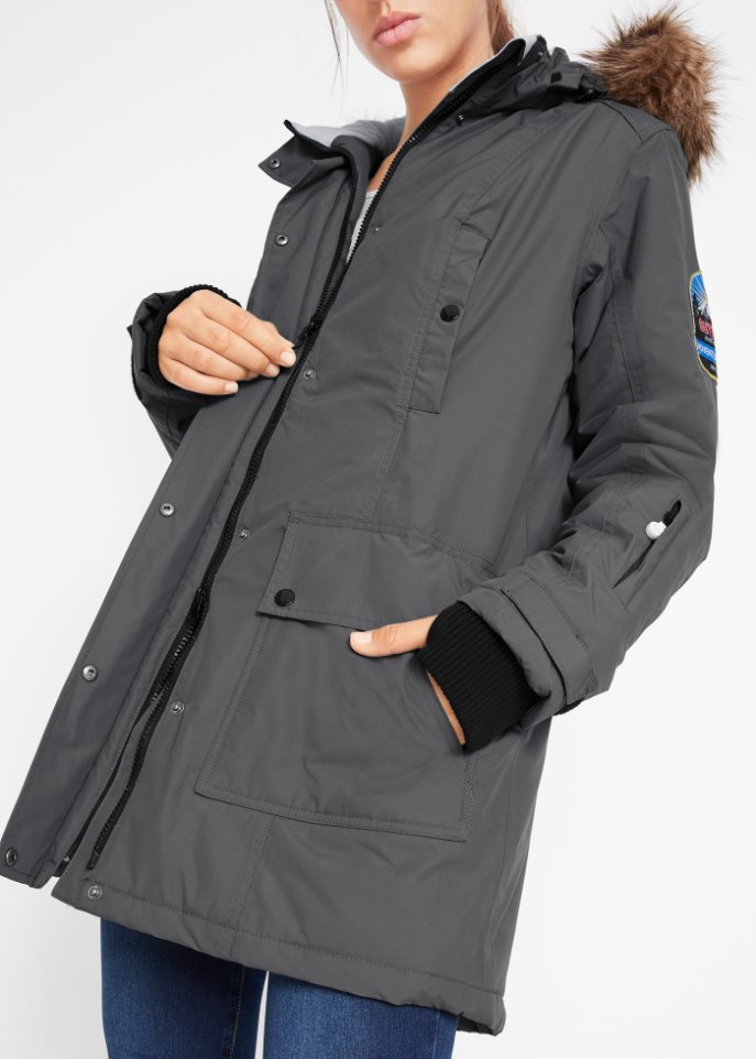 Funktions-Outdoor-Longjacke mit Kapuze
