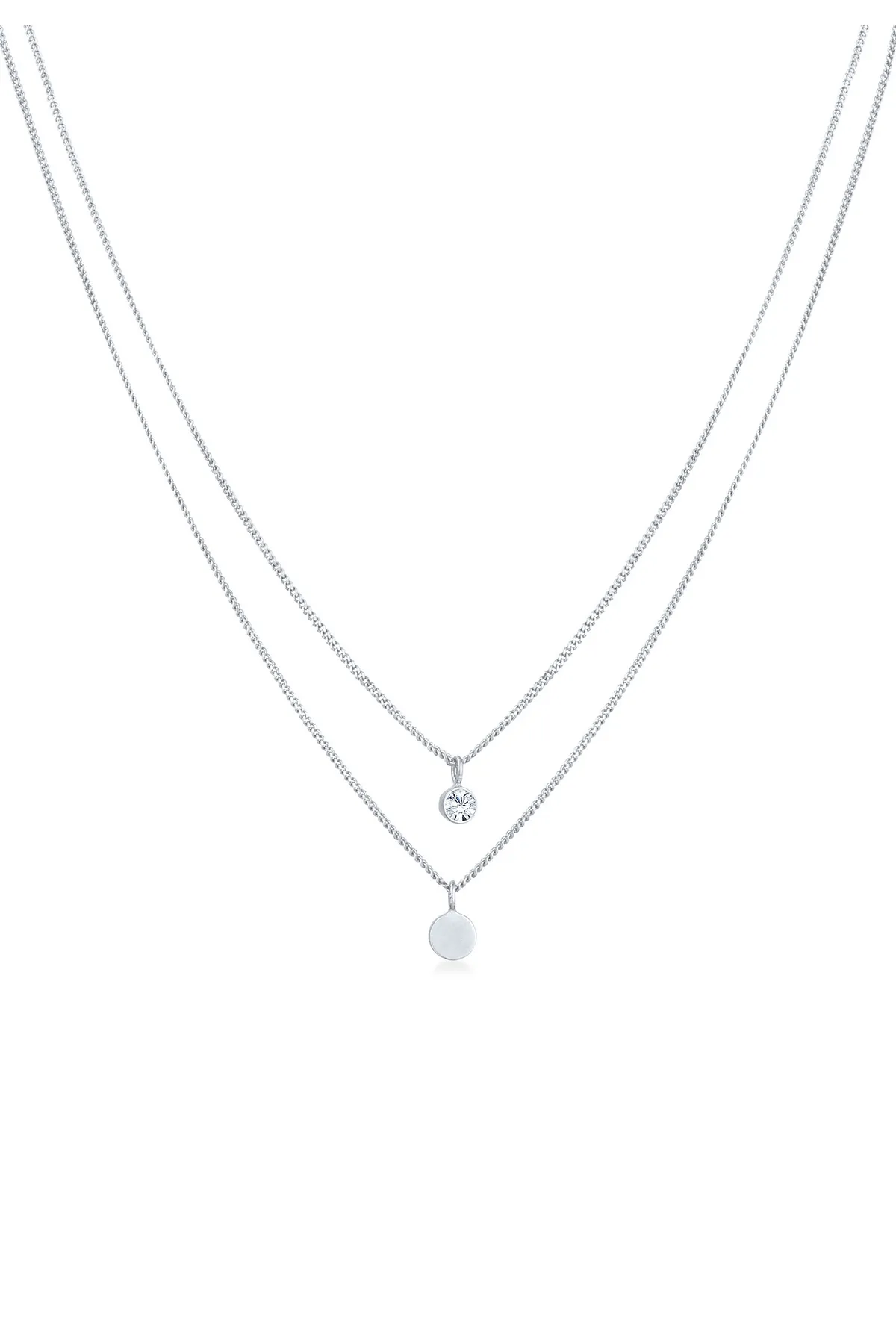 ELLI  Halskette Layer Plättchen Kristall 925 Silber