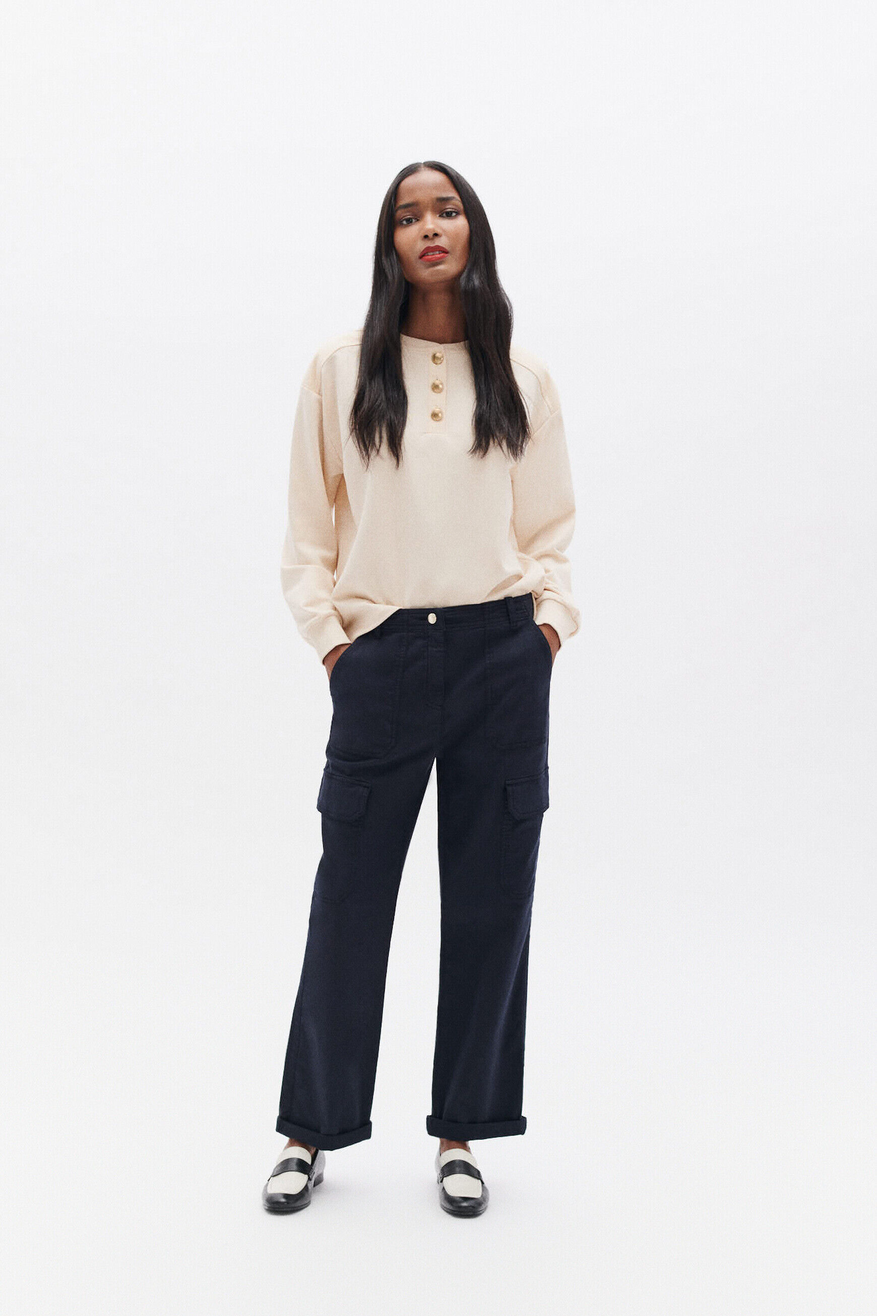 Pantalon parks bleu marine femme