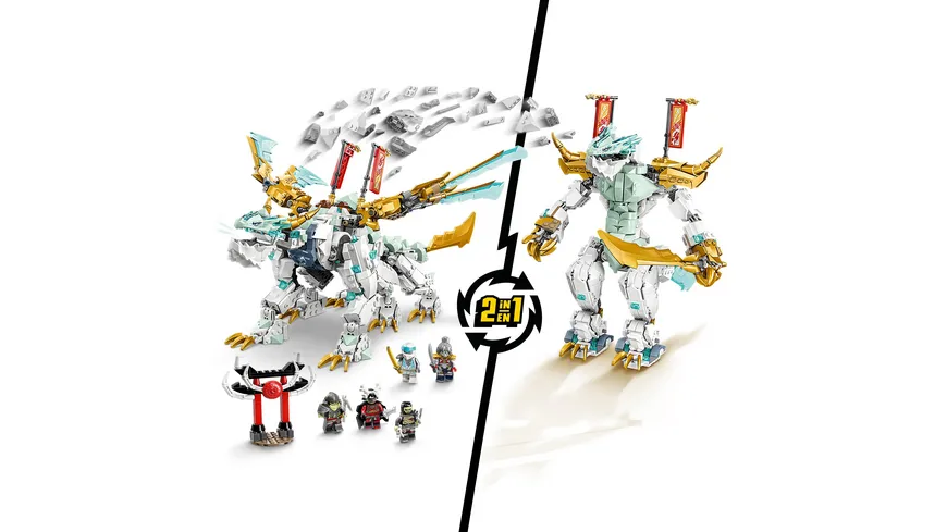 LEGO NINJAGO 71786 Zanes Eisdrache, 2in1 Spielzeug zum Bauen für Kinder