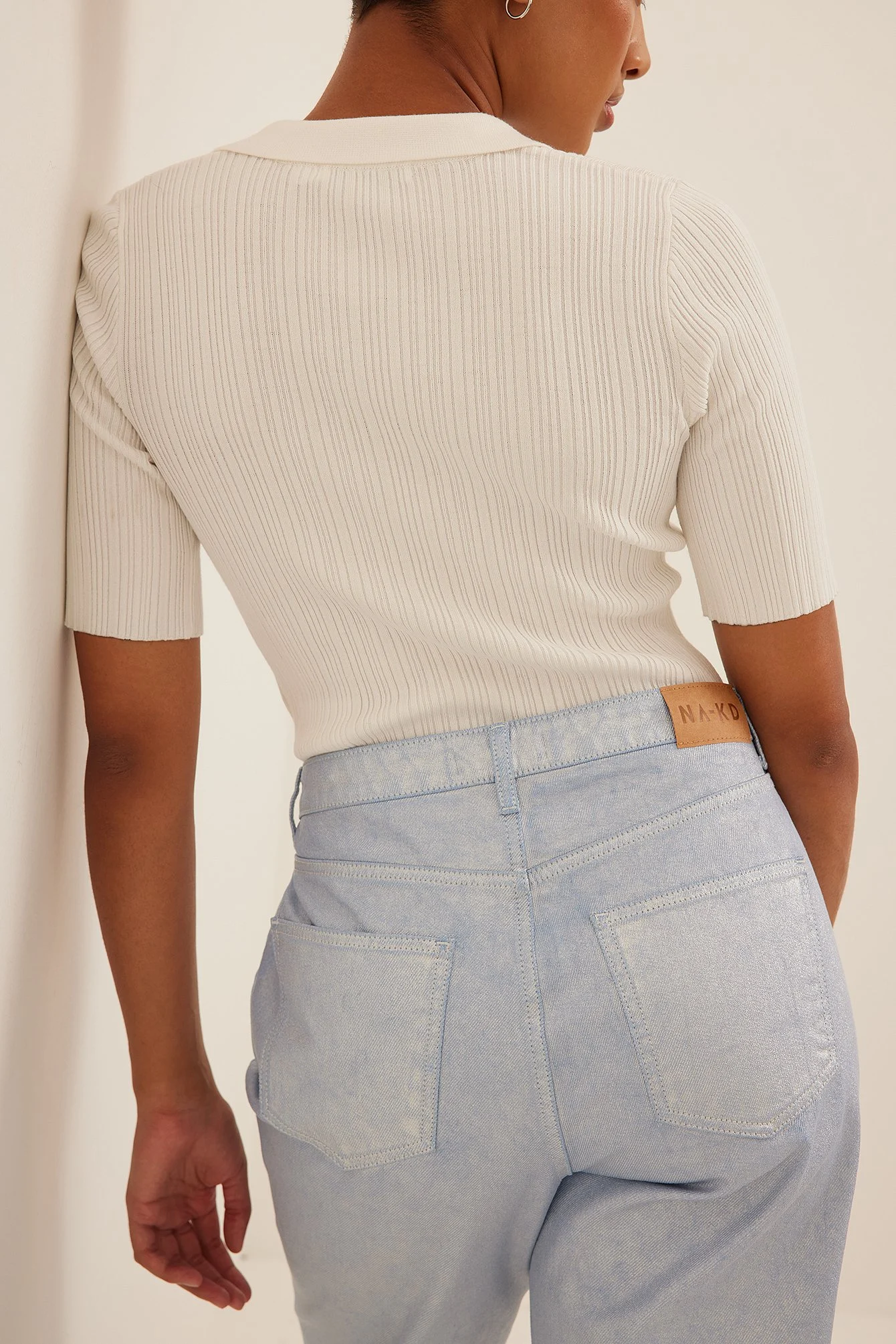 Glitter High Waist Straight Jeans