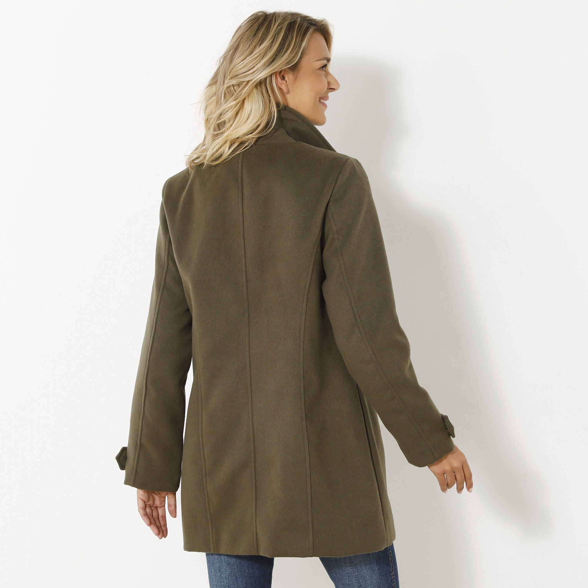 Manteau caban aspect drap de laine