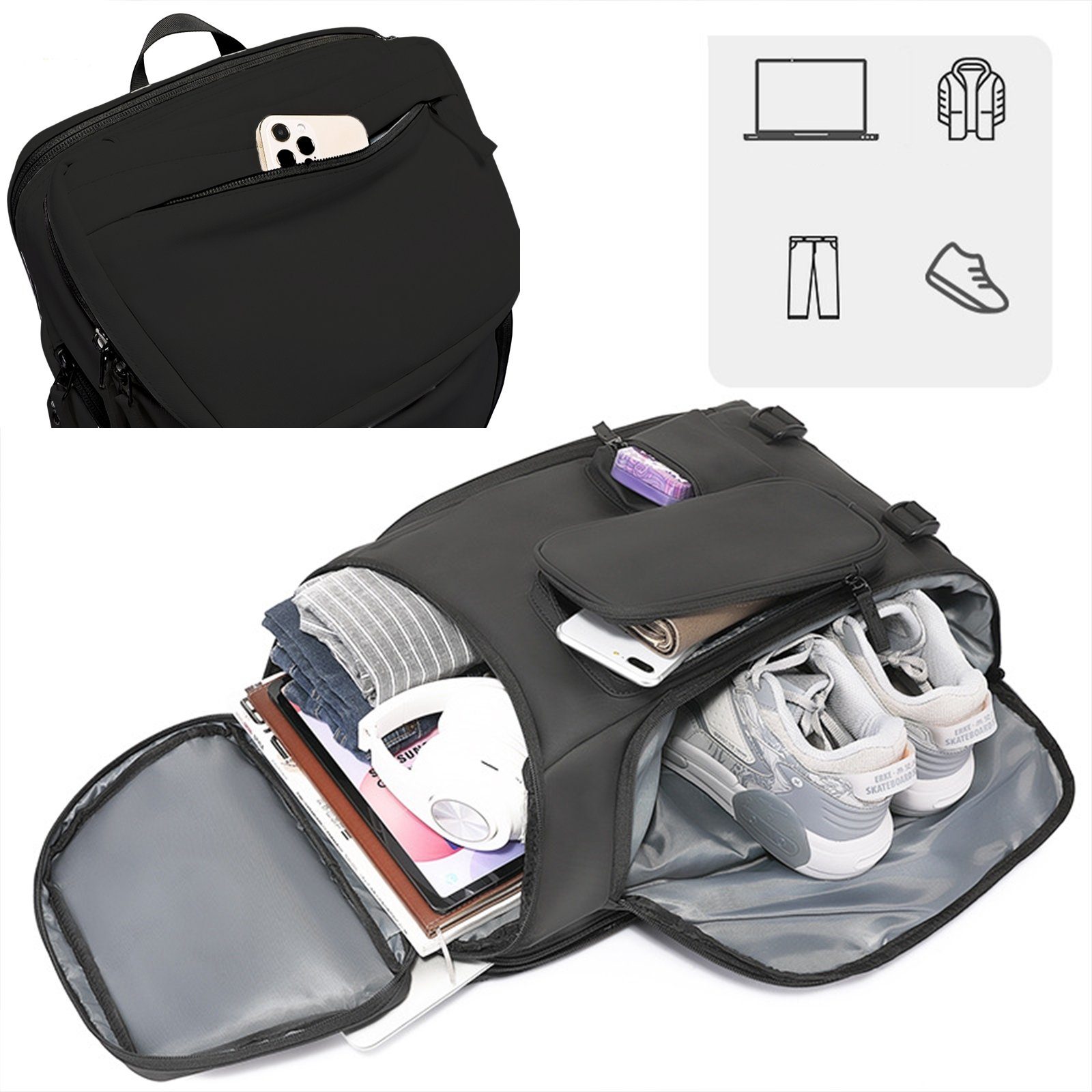 REDOM Reiserucksack Laptoprucksack Laptop Rucksack Rucksäcke Freizeitrucksack Laptoptasche (Leder Reisen Notebook Laptop Tasche Schule Uni Rucksack Handgepäck, Schulrucksack, Sportrucksack, mit Schuhfach, Backpack mit Laptopfach), für Herren Damen Ju