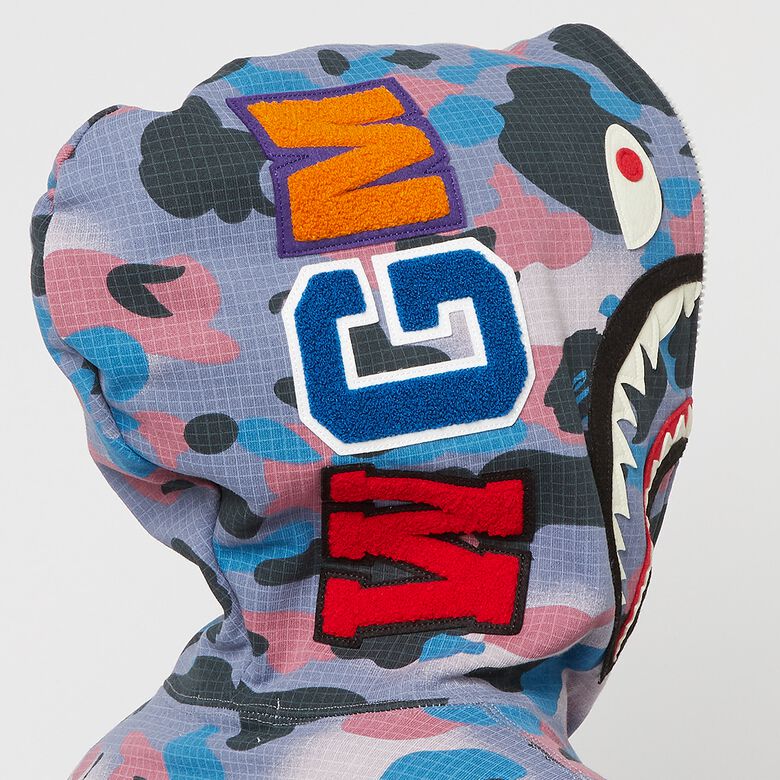 A Bathing Ape Grip Camo Shark Full Zip Hoodie M purple