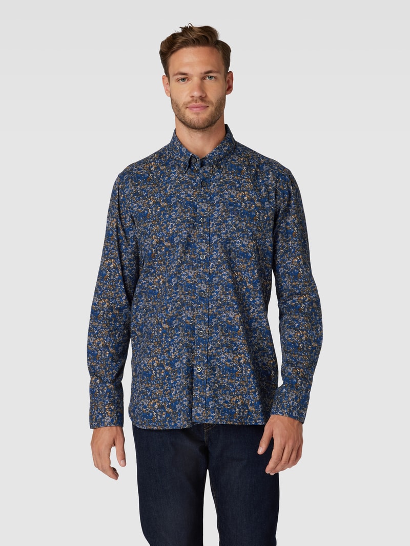 Regular Fit Freizeithemd mit Button-Down-Kragen in dunkelblau