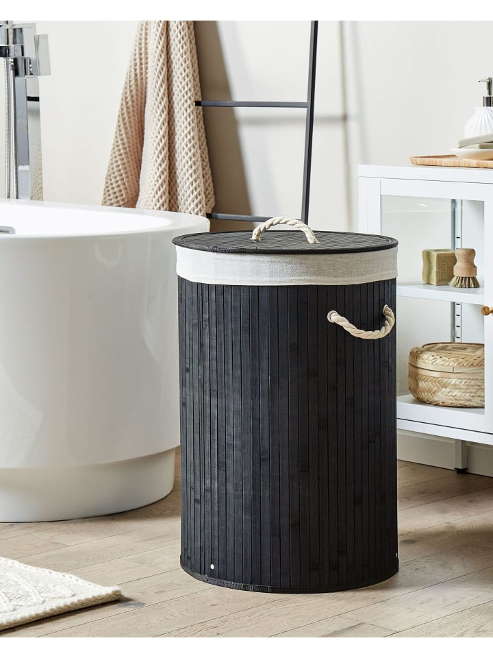 Beliani Wäschekörbe SANNAR in Schwarz/Weiß - (W) 40 x (H) 60 x (L) 40 cm günstig kaufen onesize