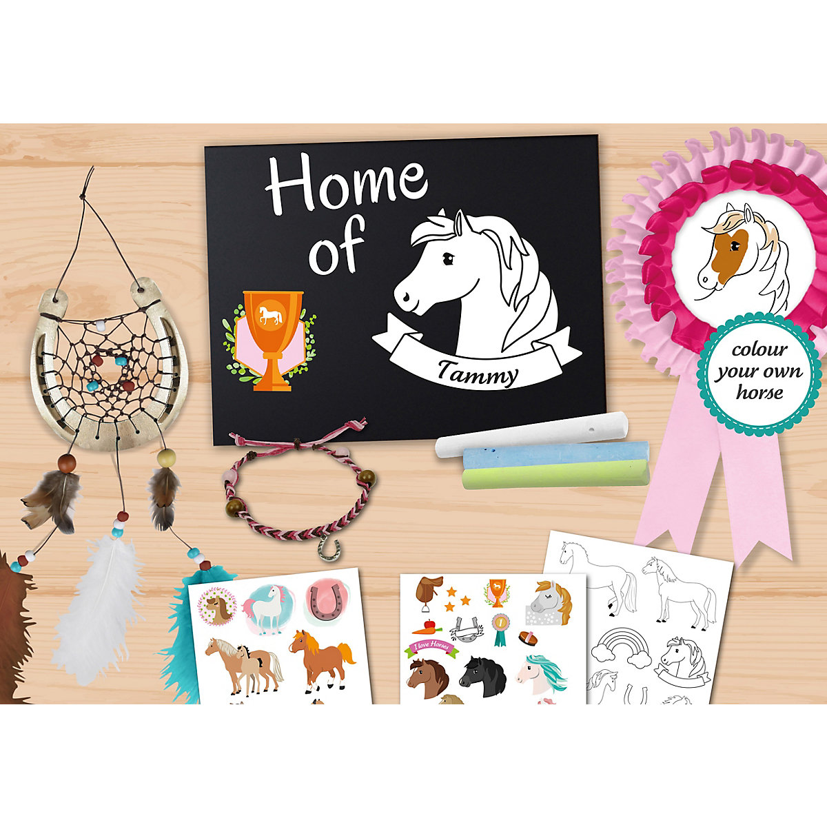 DIY My Pony - Bastelset für Pferdefreunde - Traumfänger, Siegerschleife, Armband, Namensschild