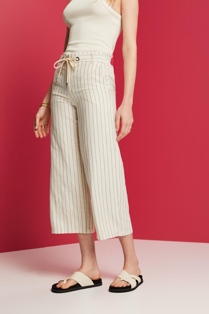 Culotte mit Bindegürtel, Baumwoll-Leinenmix