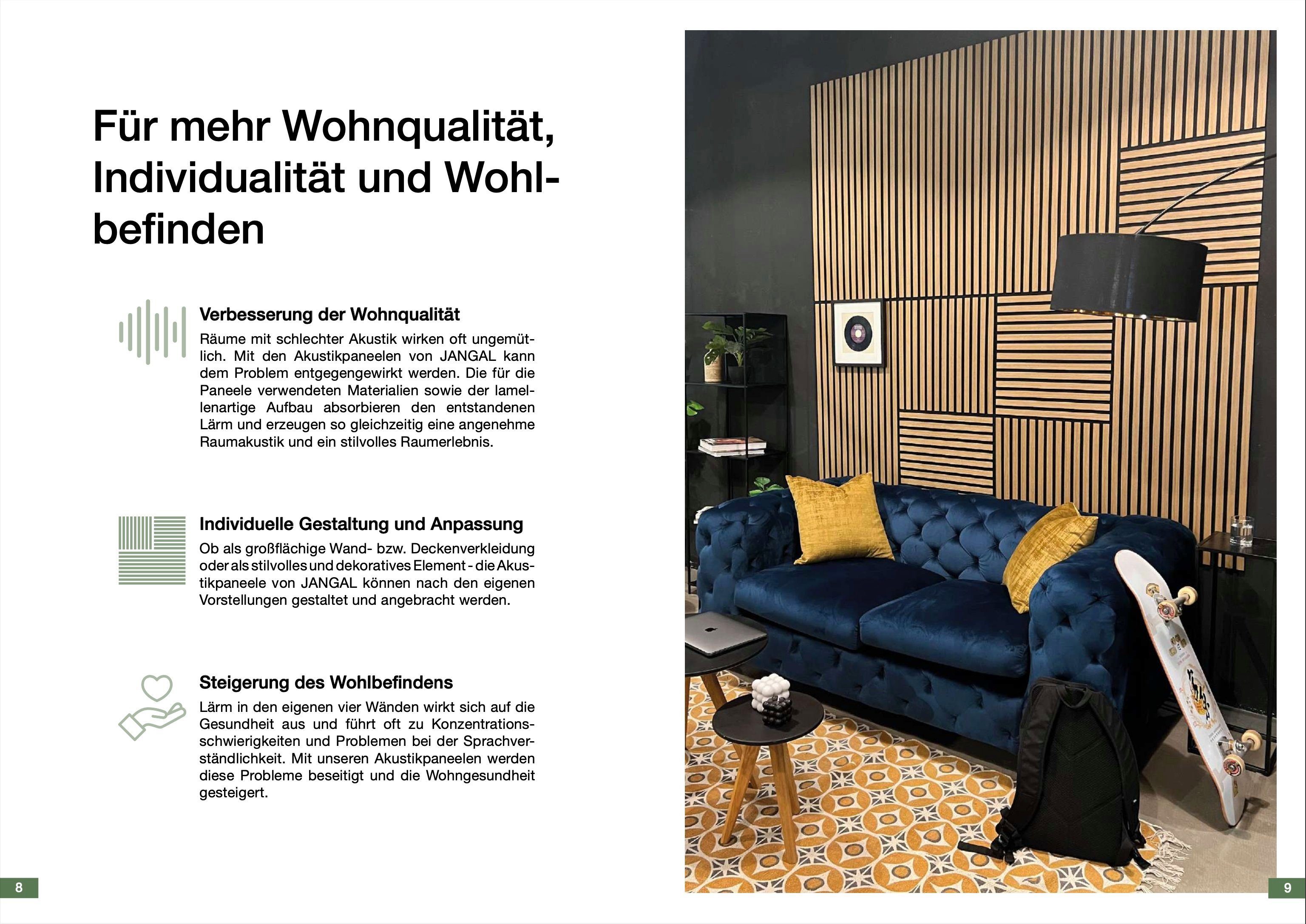 JANGAL Schallschutzpaneel Modular Wall Akustikpaneel, 520x520x10 mm, nachhaltig & akustisch, BxL: 52,00x52,00 cm, 0,27 qm, Akustik Paneel, verbesserte Raumakustik, Connector-System