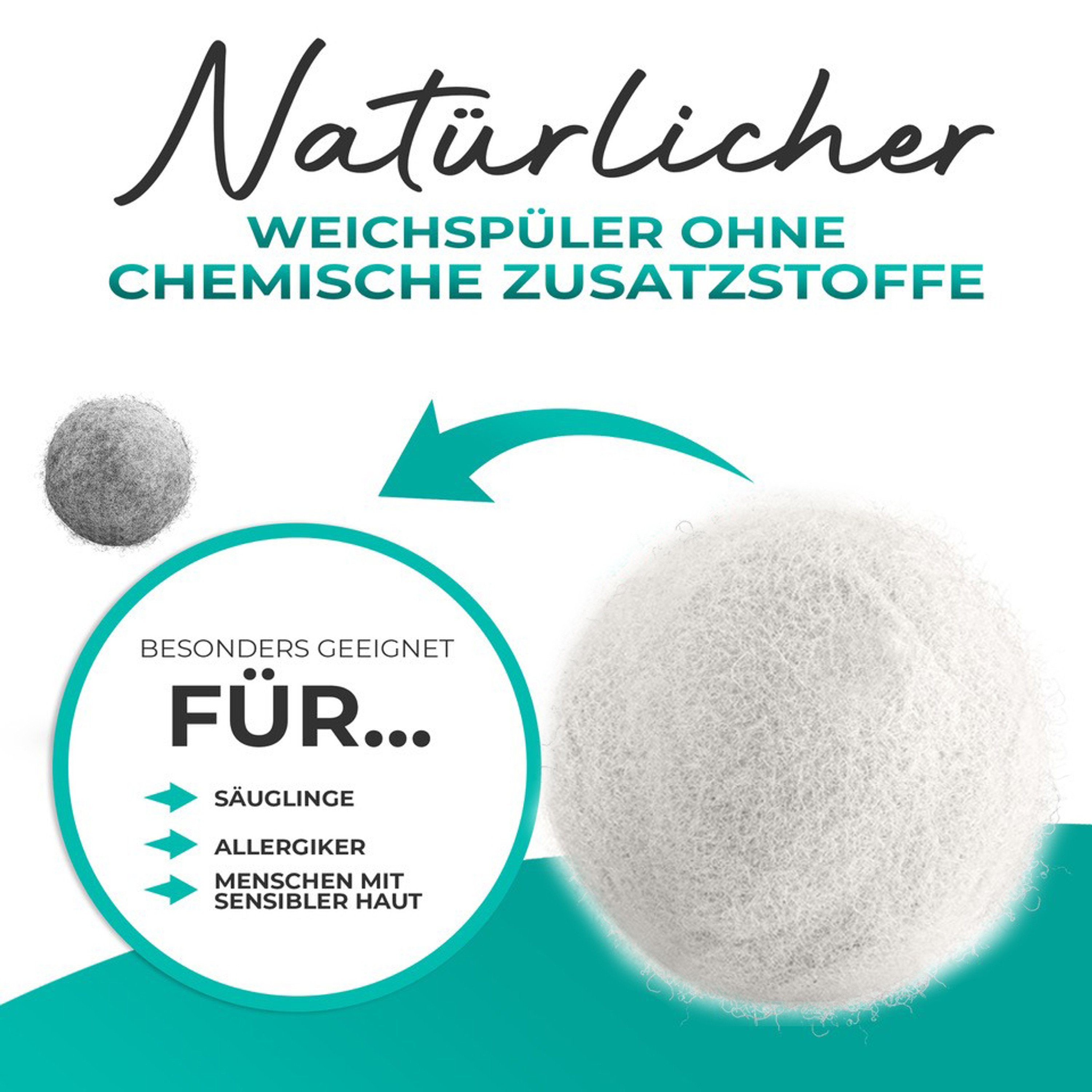 Tridono Trocknerball Das Verrückte Schaf Trocknerbälle Nachhaltige Dryer Balls für Wäschetrockner 6er Set weiße Filzbälle aus 100% Schafwolle mit Aufbewahrungsbox Natürlicher Weichspüler-Ersatz.