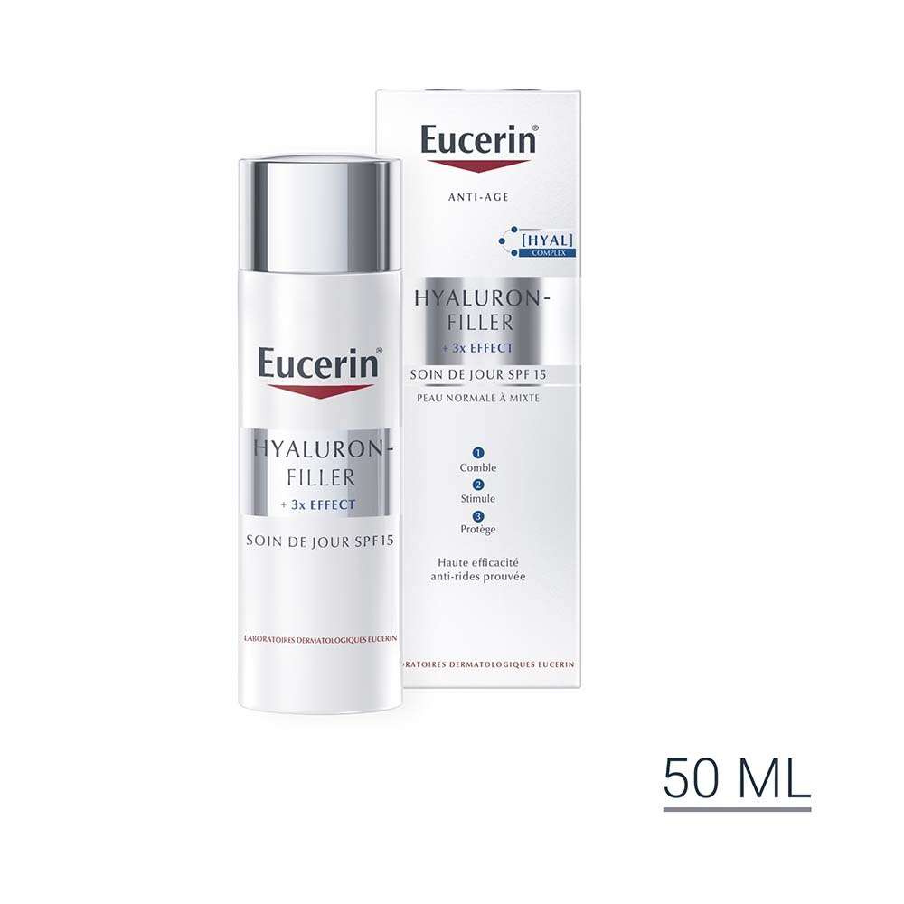 eucerin HYALURON-FILLER + 3x EFFECT Soin de Jour SPF15 Peau Normale à Mixte Soin de jour anti-âge