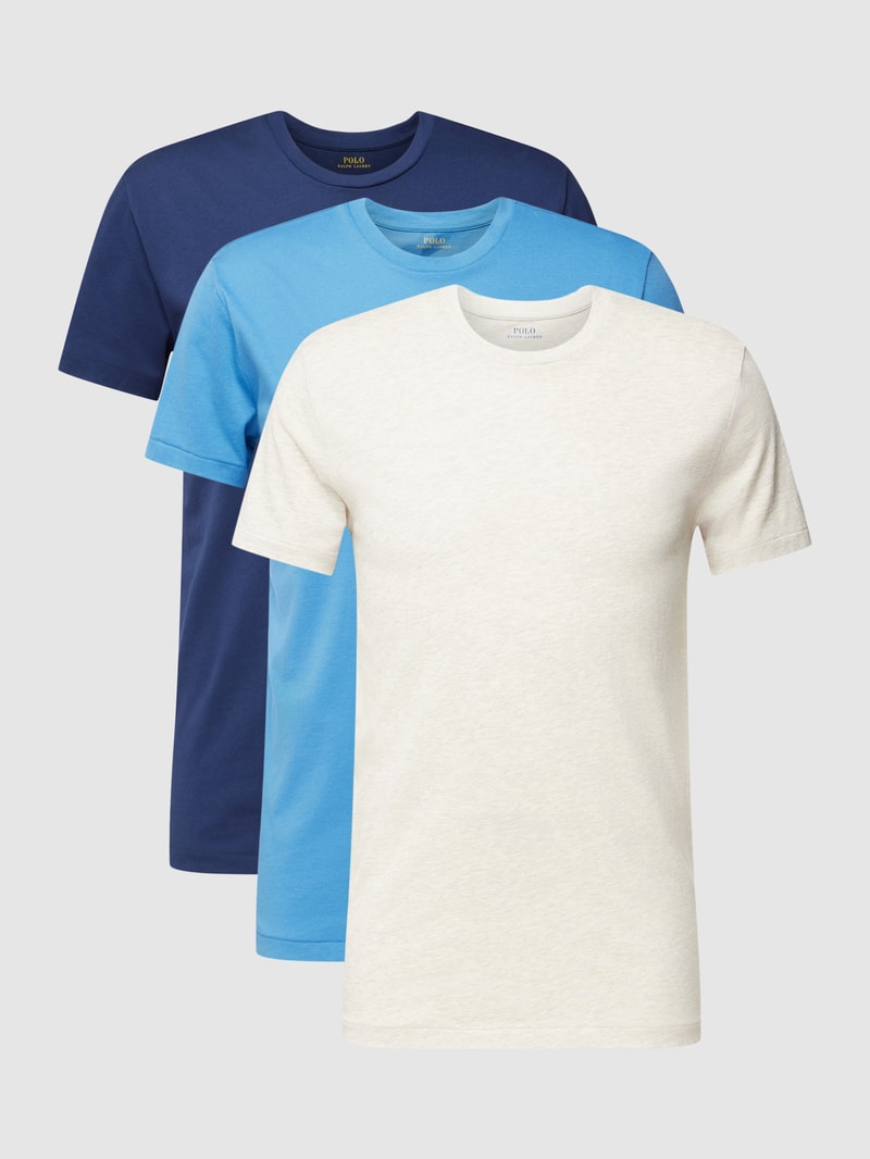 T-Shirt mit Label-Stitching im 3er-Pack in bleu