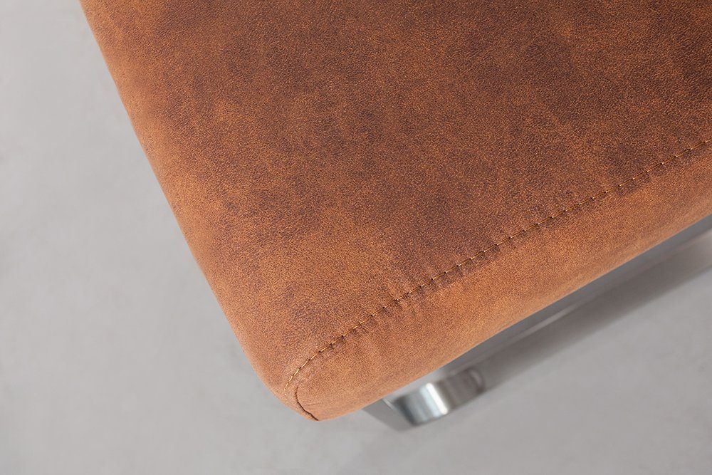 riess-ambiente Freischwinger COMFORT vintage hellbraun / silber, Esszimmer · Microfaser · Edelstahl · Industrial Design