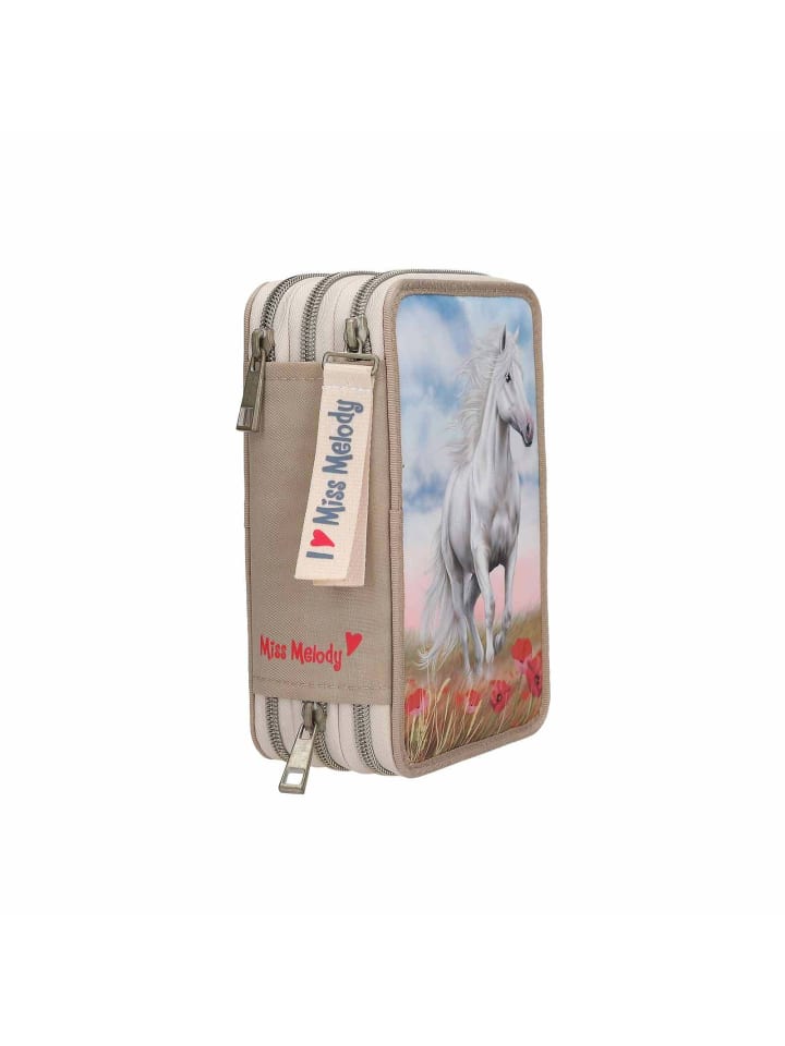 Depesche 3-Fach Federtasche Poppy Sand Miss Melody 20 x 13 x 7,5 cm in beige günstig kaufen onesize