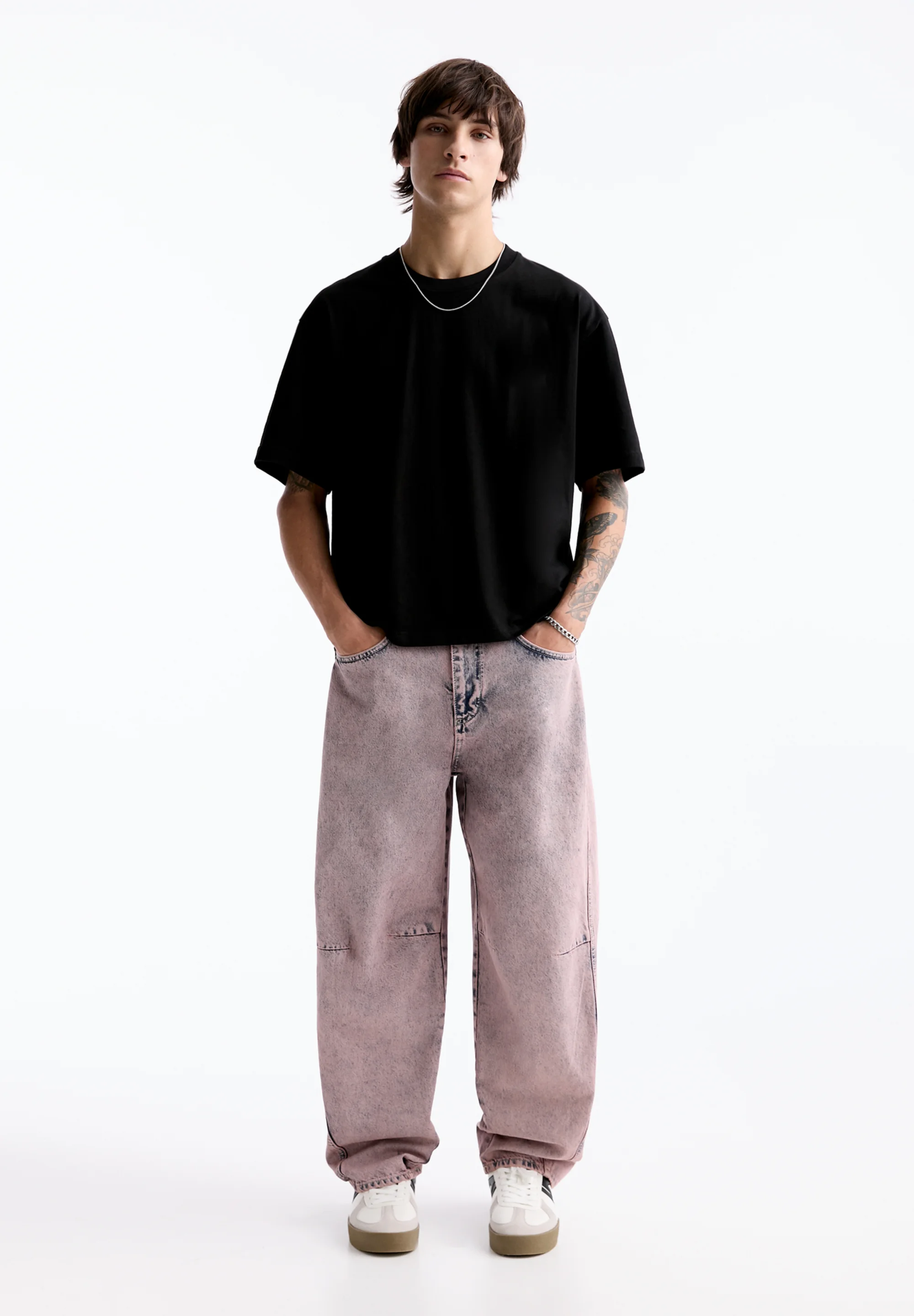 PULL&BEAR WASHED BARREL - Vaqueros pitillo