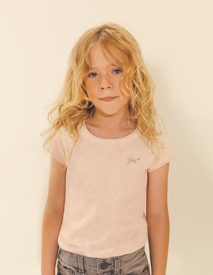 Tee-shirt rose poudré essentiel en coton bio fille