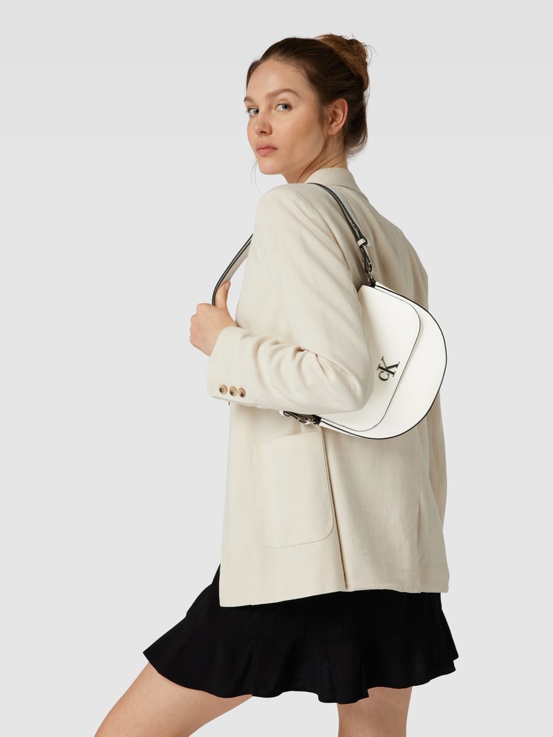 Saddle Bag mit Label-Applikation Modell 'MINIMAL MONOGRAM' in weiss
