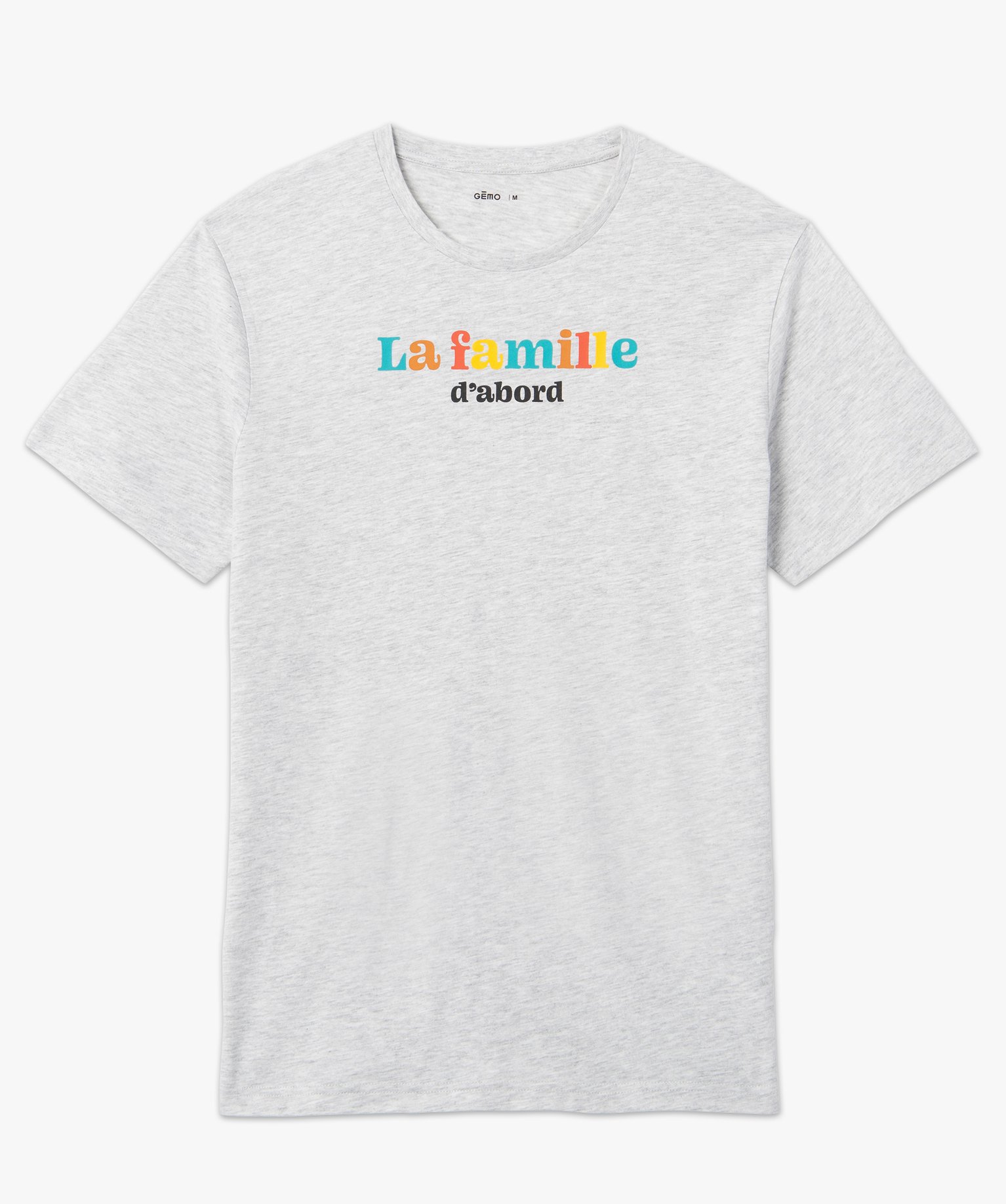 Tee-shirt homme à manches courtes message famille gris | GEMO