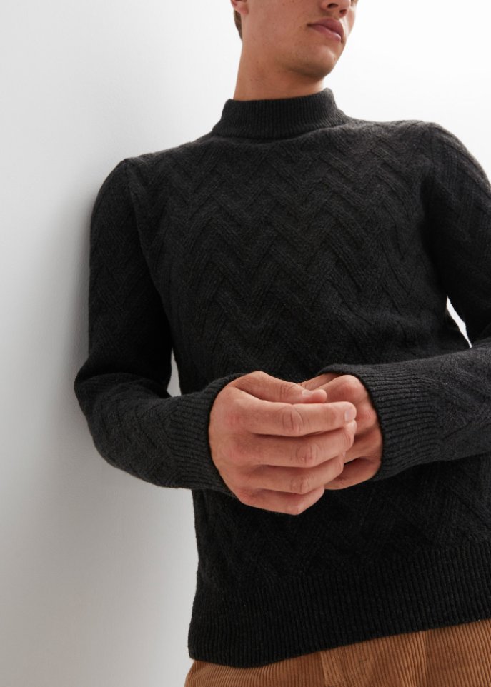 Stehkragenpullover mit Struktur