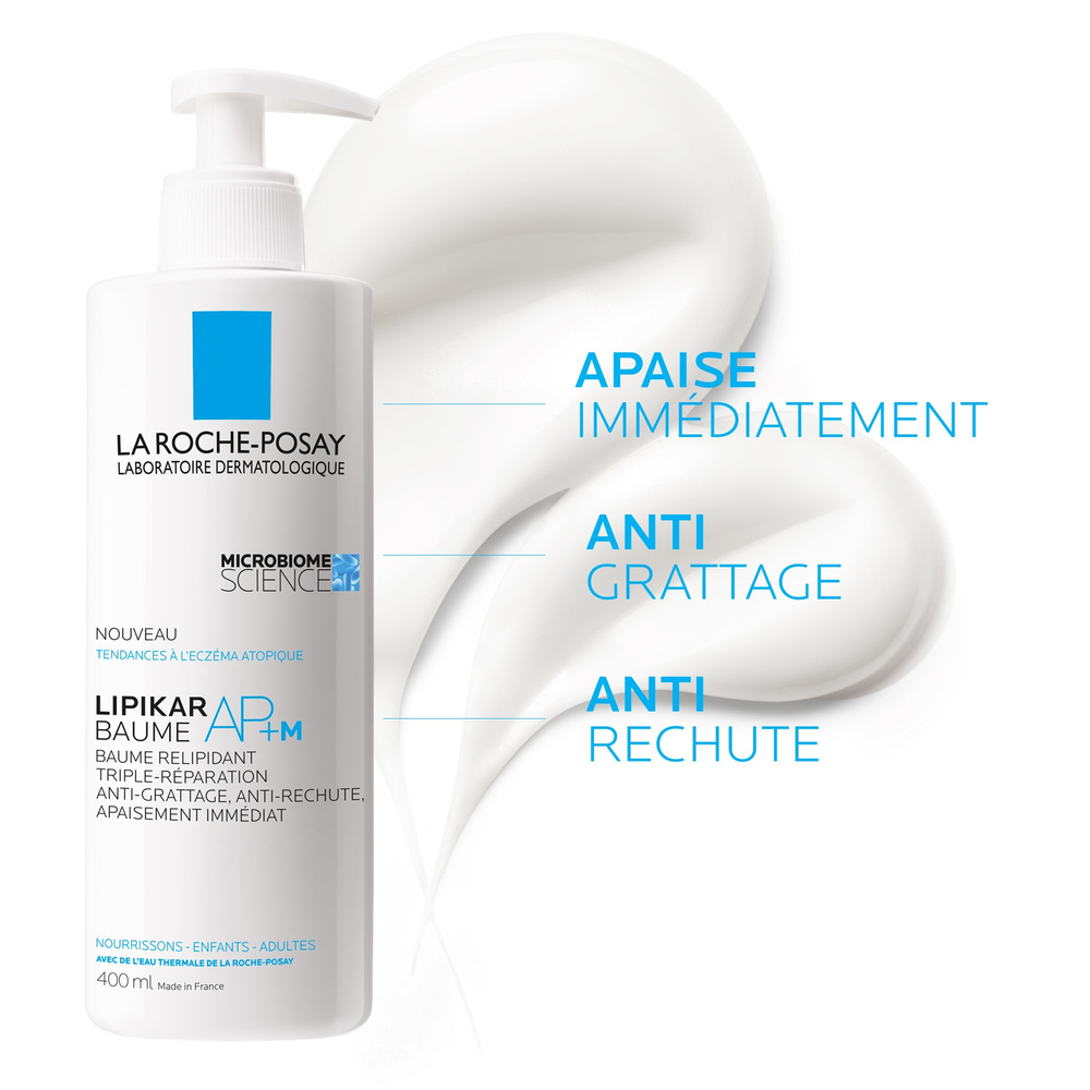 La Roche-Posay Lipikar Baume AP+M relipidant triple réparation 400ml Baume texture crème pour peaux sèches àtendance eczema atopique
