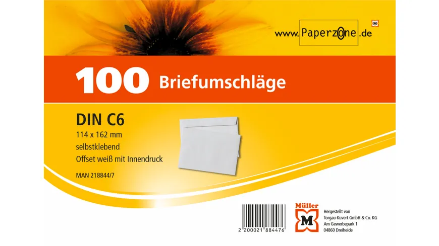 PAPERZONE Briefumschlag C6 selbstklebend weiss