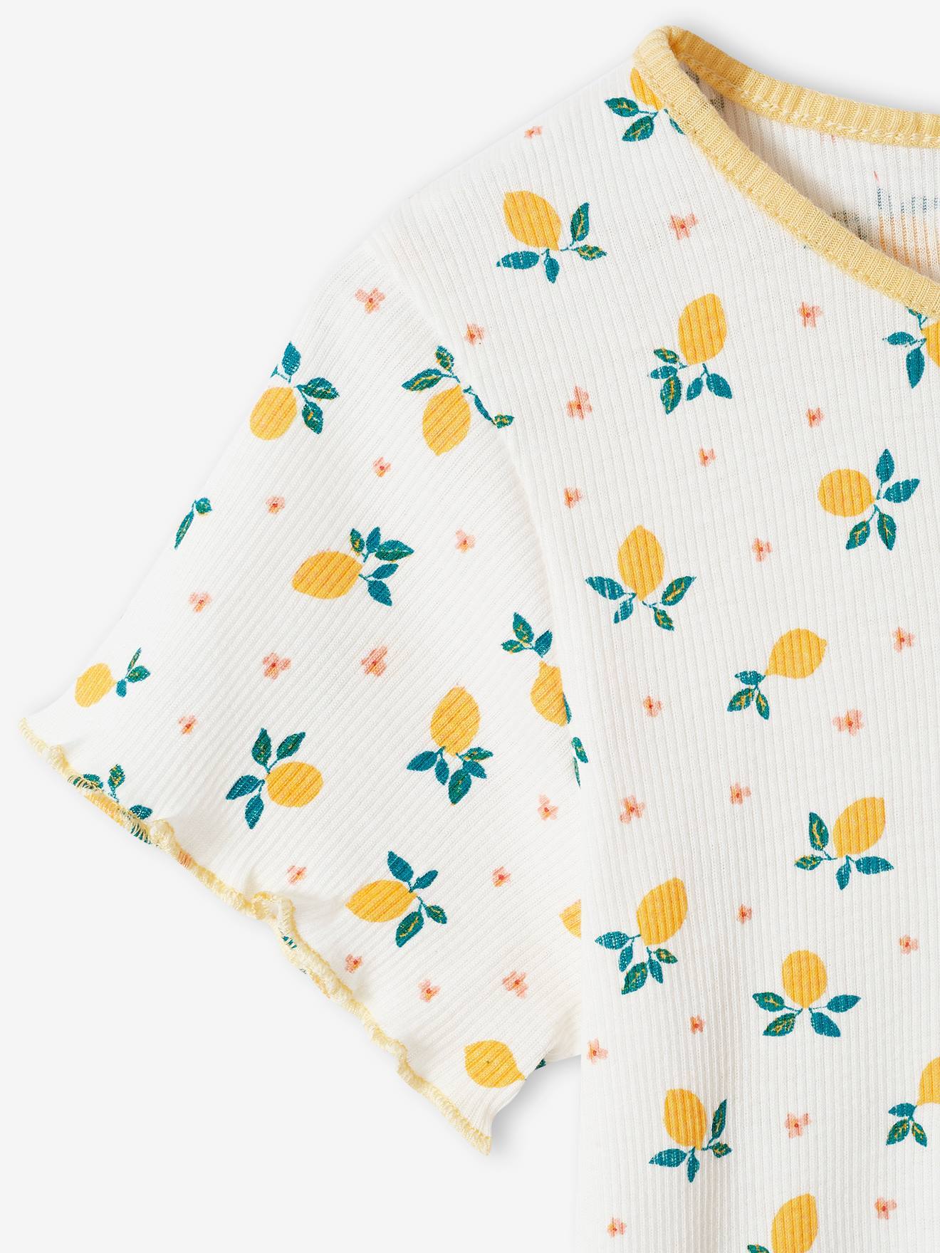 Vertbaudet 2er-Pack kurze Mädchen Schlafanzüge aus Rippjersey Oeko-Tex - wollweiß