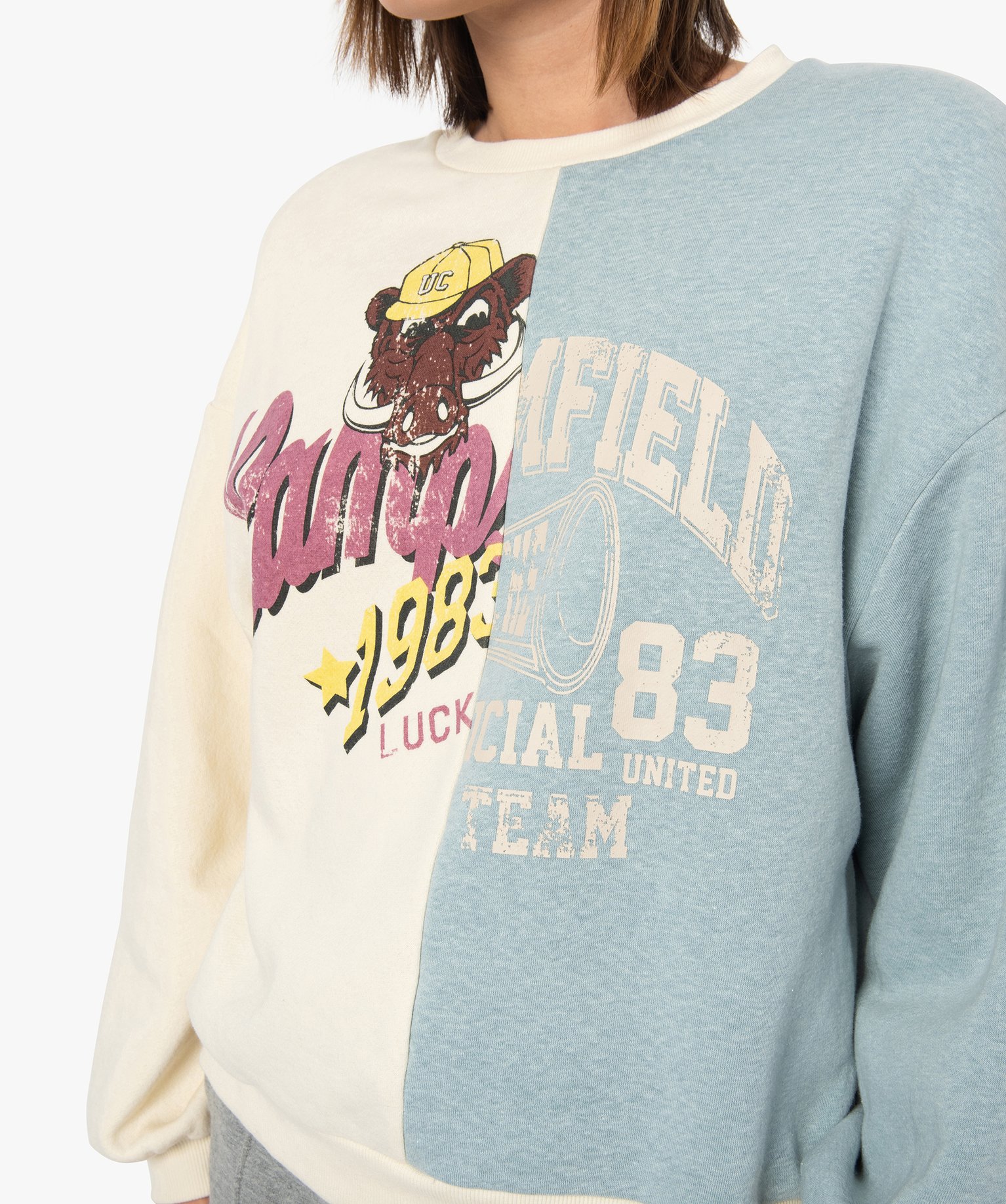 Sweat femme bicolore avec motif XXL – Camps United | GEMO