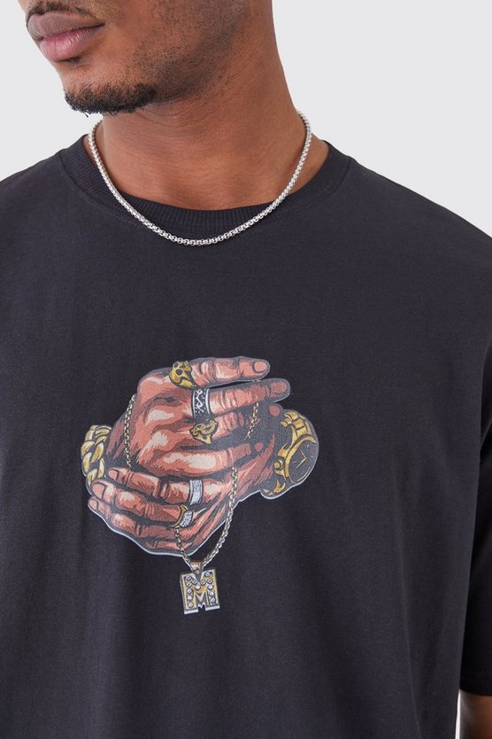 Tall Oversize T-Shirt mit Man Chain Print