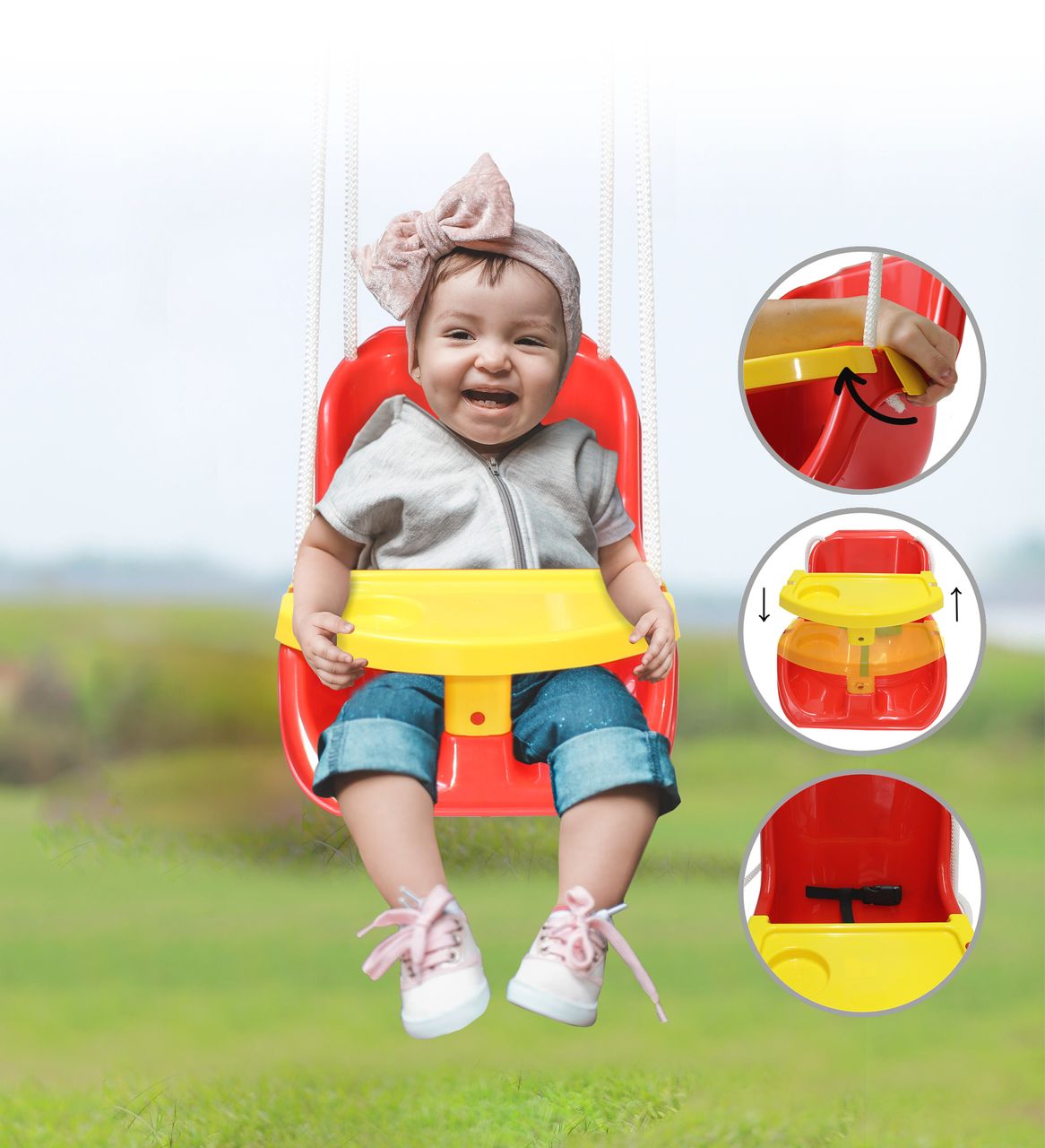 Jamara e.K. JAMARA-460660-Babyschaukel Comfort Swing rot 2in1