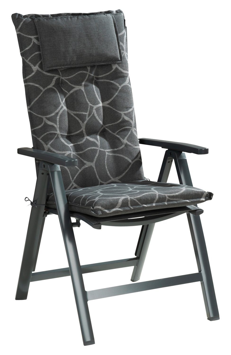 GO-DE Hochlehnerauflage SASILLAS, B 50 x L 120 cm, Grau, 6er Set, (Set, 6 St), Gartenstuhlauflagen für Hochlehnstühle