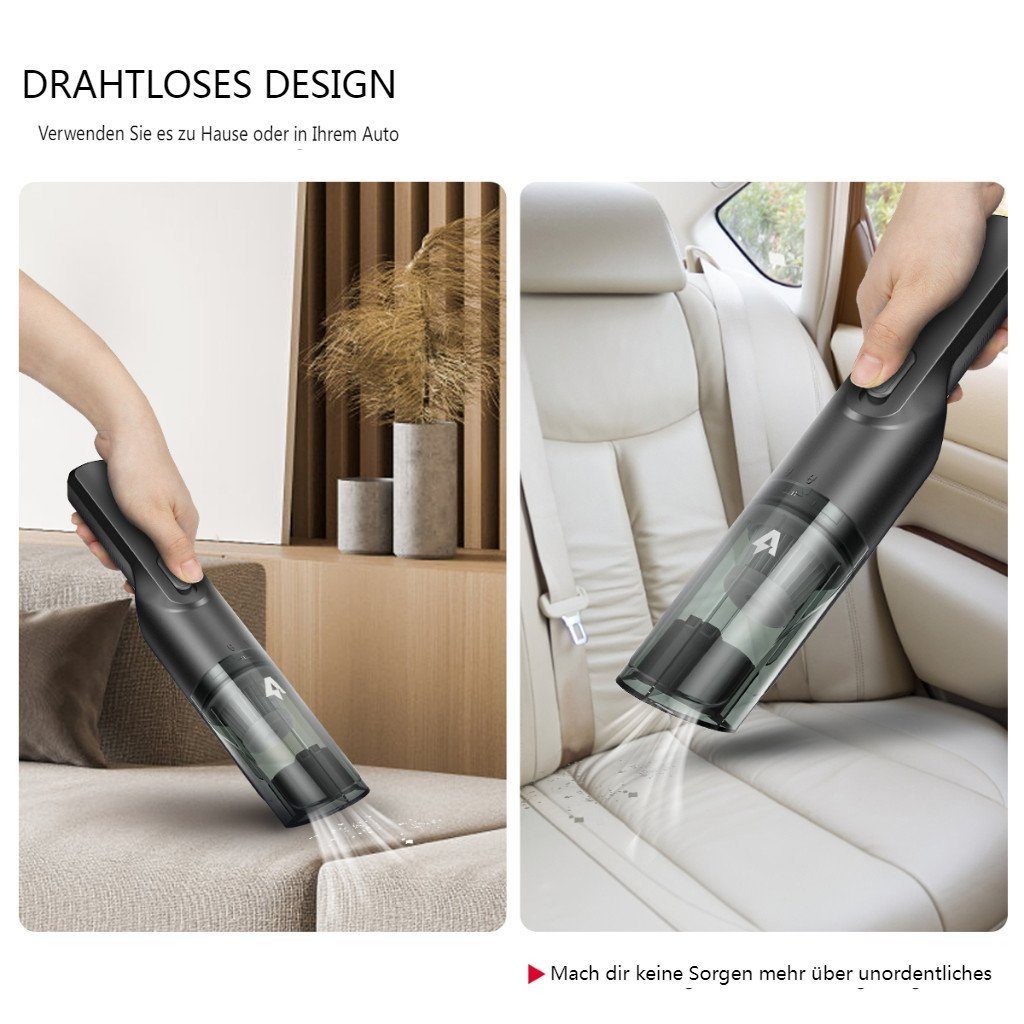 AUDEW Akku-Handstaubsauger, 100W Kabellos Handstaubsauger 3900PA mit 1 HEPA-Filter für Auto, Haus