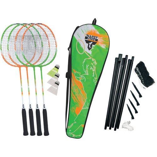 BADMINTONSET TALBOT TORRO BADMINTON-SET 4-ATTACKER PLUS, KOLMPLETTSET MIT 4 SCHLÄGER, 3