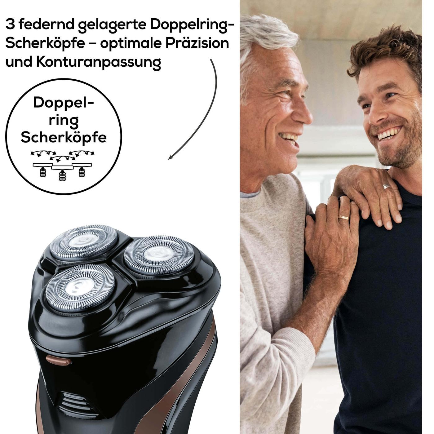 Beurer HR 8000 Rotationsrasierer-Rotationrasierer mit Präzisionsschneidesystem, 2-in-1 Bart & Kotelettenstyler