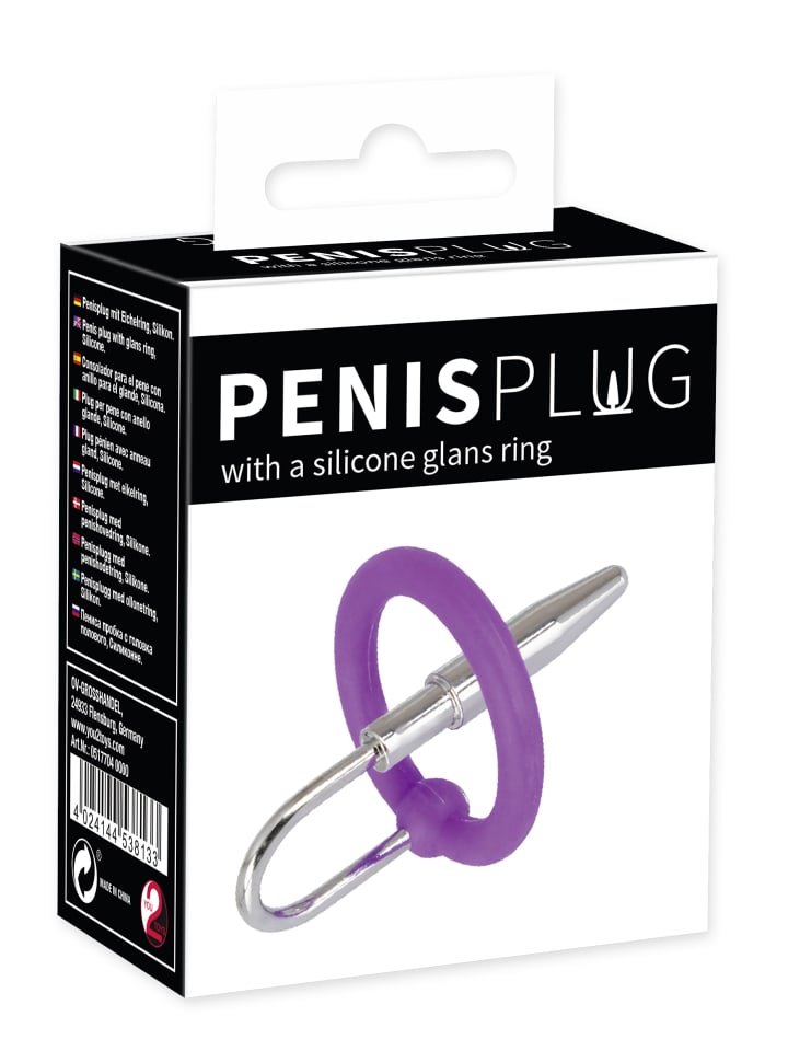 Penisplug Dilator with a silicone glans ring in lila günstig kaufen 6.5 cm