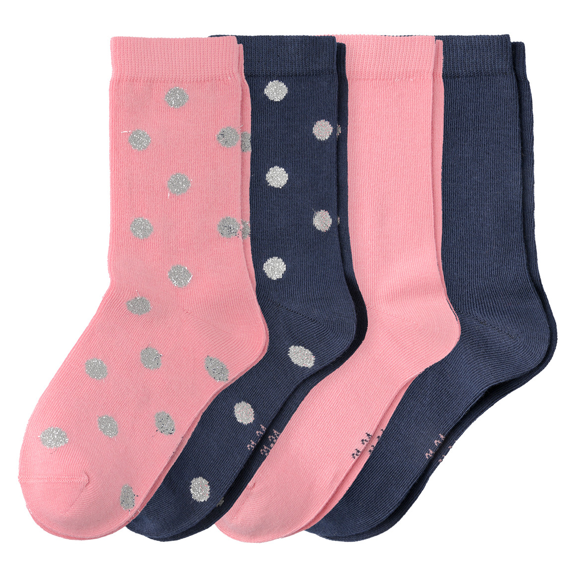 4 Paar Mädchen Socken mit Glitzer-Details
