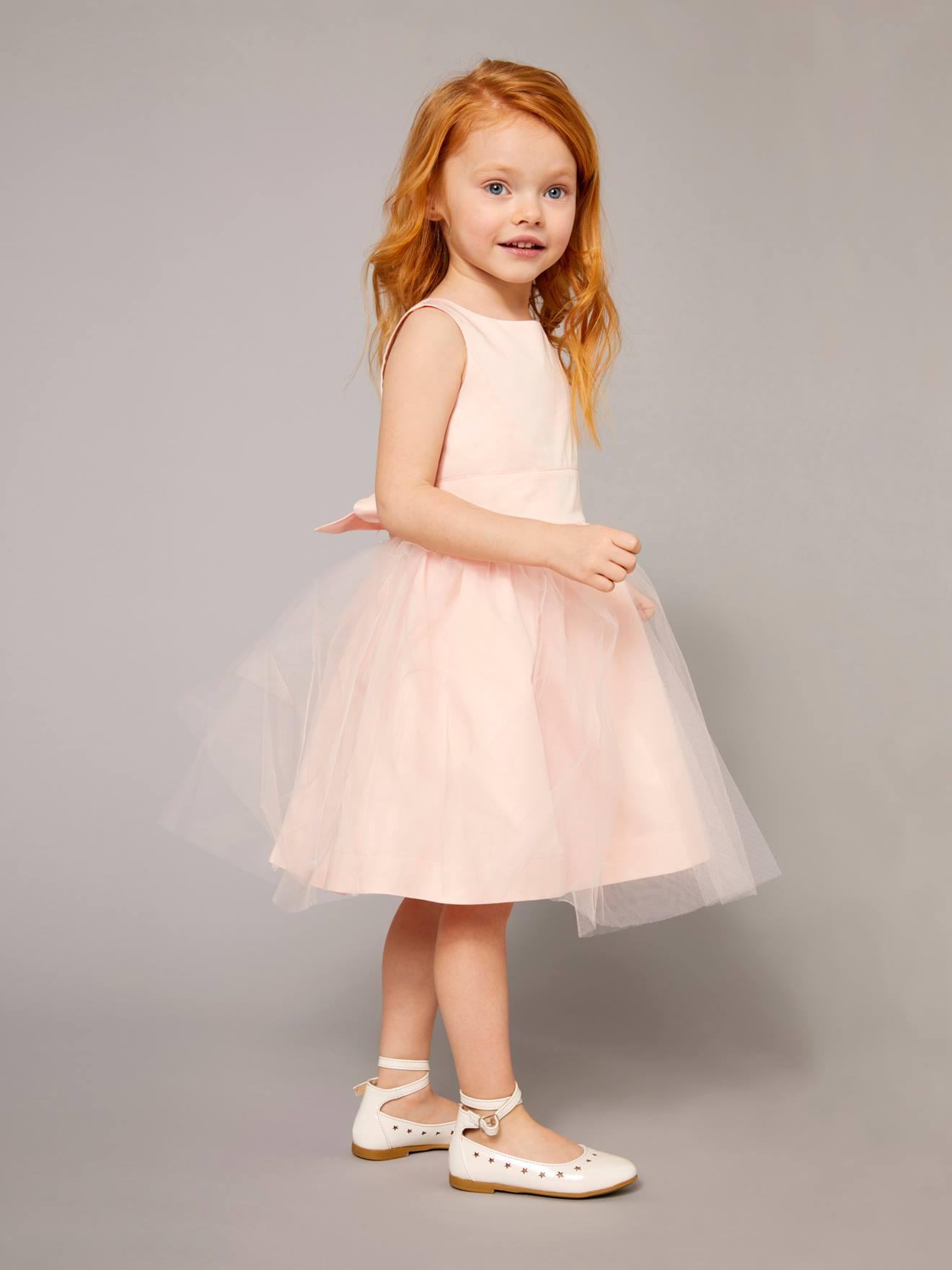 Robe de cérémonie fille en satin et tulle blanc