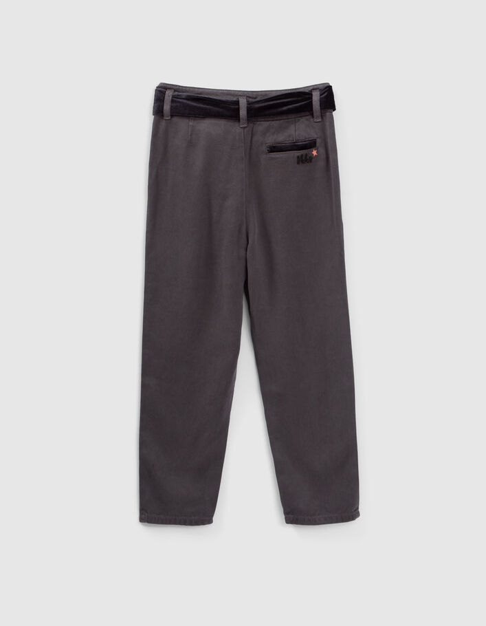 Pantalon gris fluide LYOCELL® ceinture velours fille